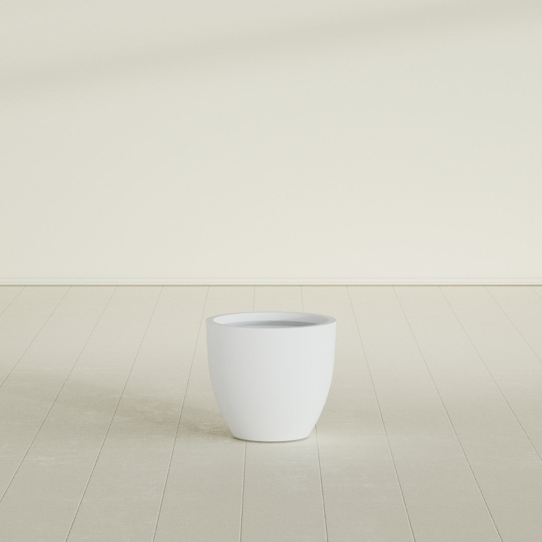 Wannsee Medium Round Fiberglass Planter - 22 in x 22 in x 19 in - Gloss White - Gloss White,22 in x 22 in x 19 in