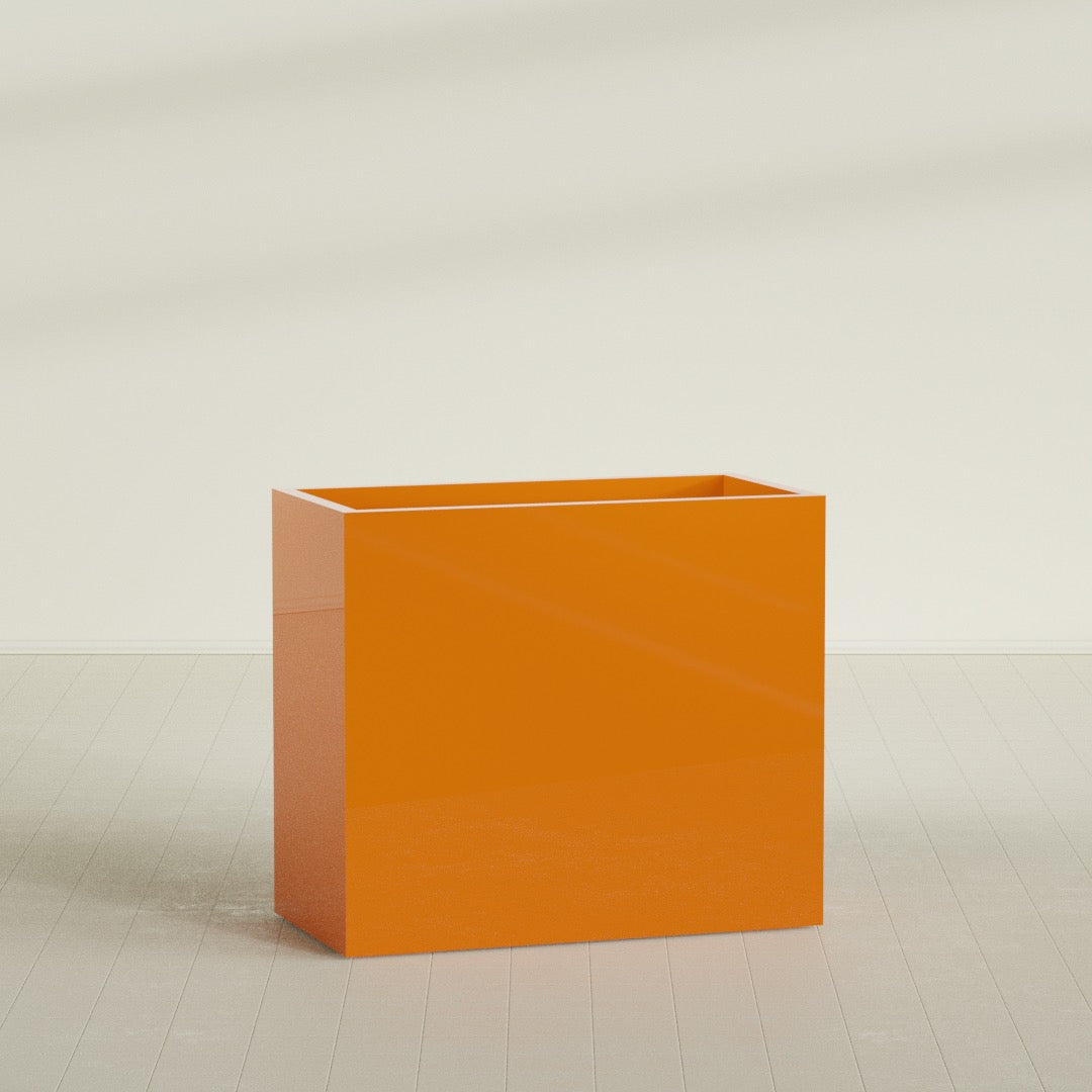 Darwin Extra Large Rectangle Fiberglass Planter - 48 in x 24 in x 42 in - Gloss Tangerine - Gloss Tangerine,48 in x 24 in x 42 in