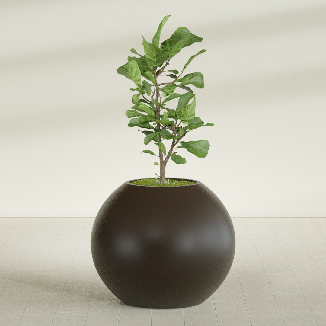 Globe Large Sphere Fiberglass Planter - 36 in x 36 in x 30 in - Matte Brown - Matte Brown,36 in x 36 in x 30 in