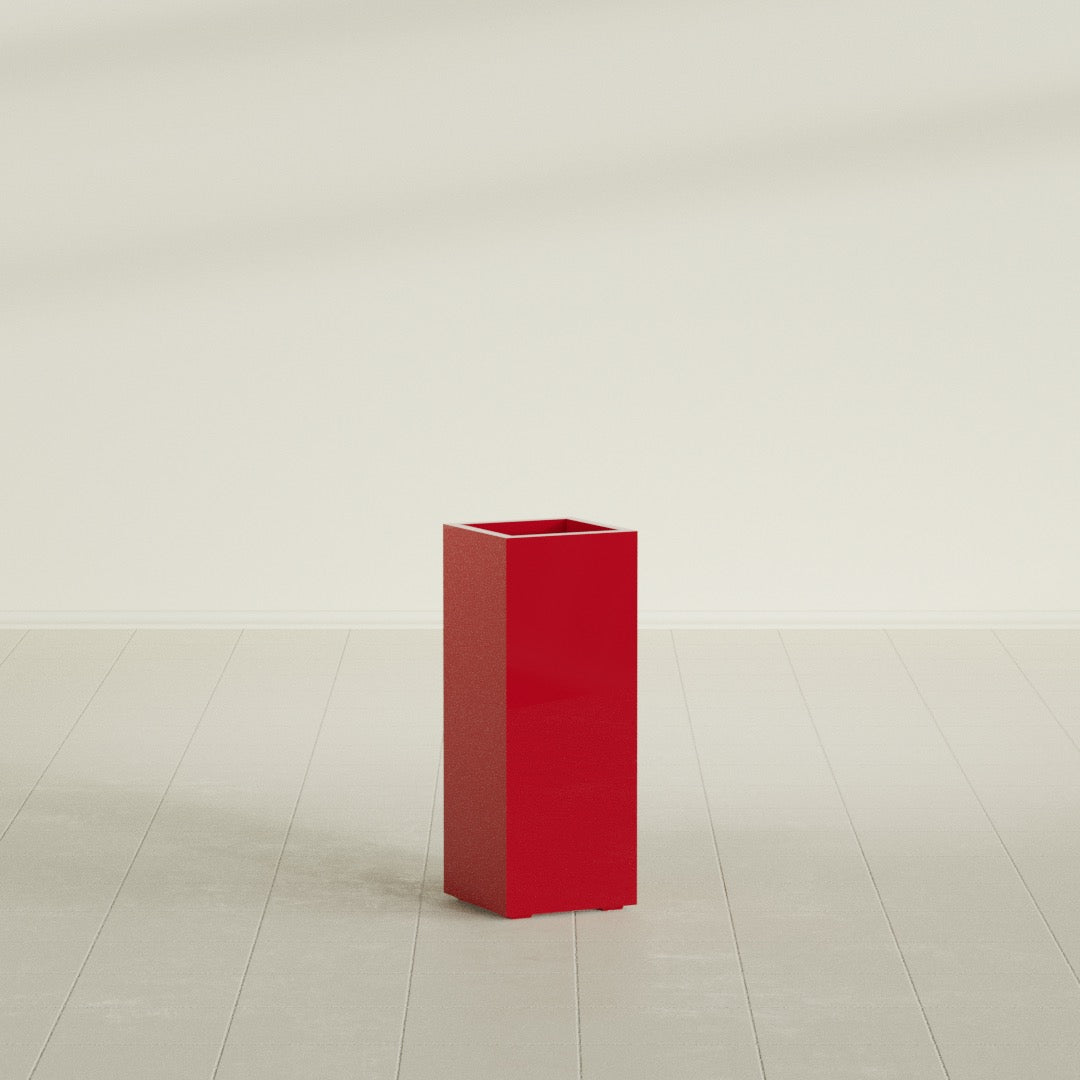 Perth Large Tall Rectangle Fiberglass Planter - 16 in x 16 in x 42 in - Gloss Red - Gloss Red,16 in x 16 in x 42 in