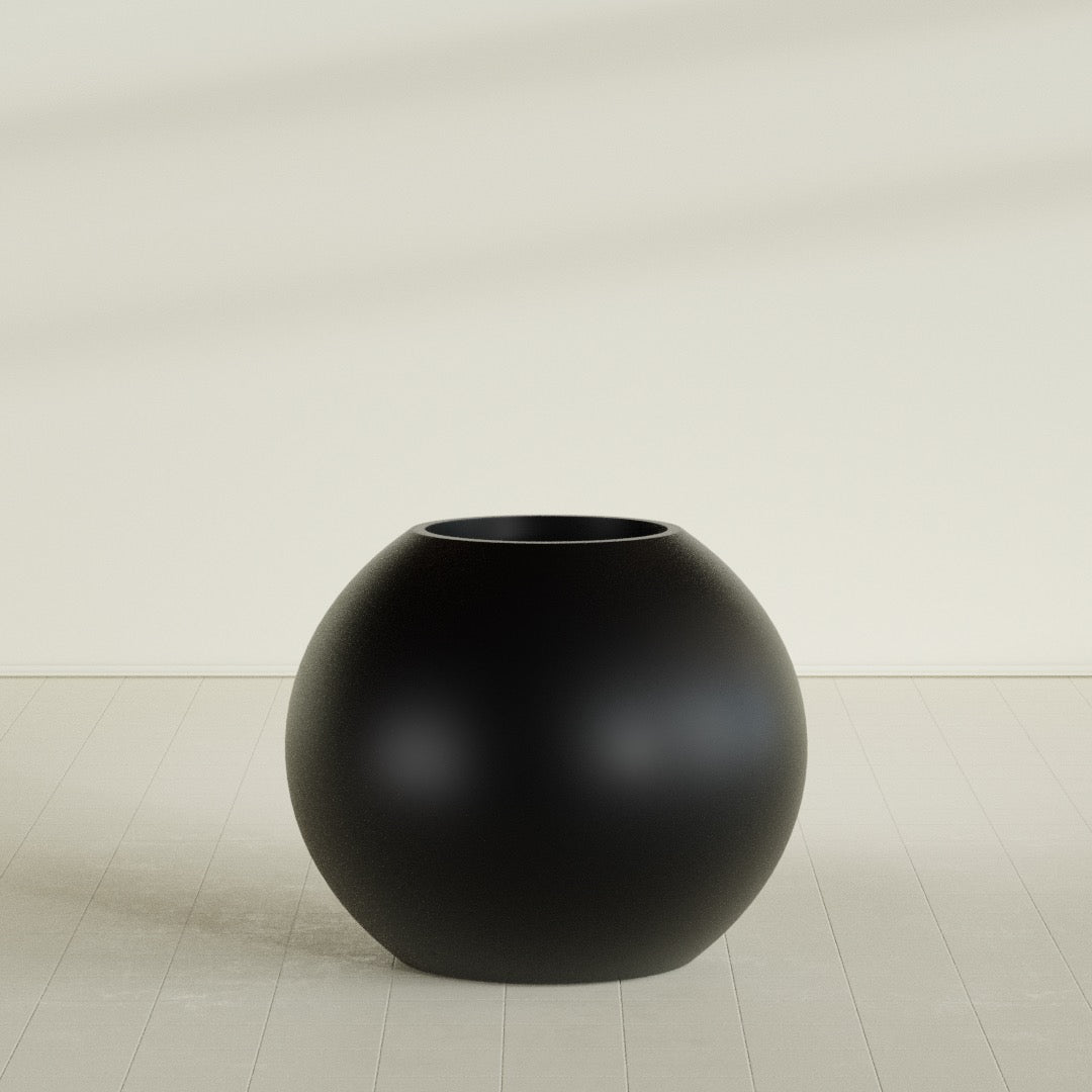Globe Large Sphere Fiberglass Planter - 36 in x 36 in x 30 in - Matte Black - Matte Black,36 in x 36 in x 30 in