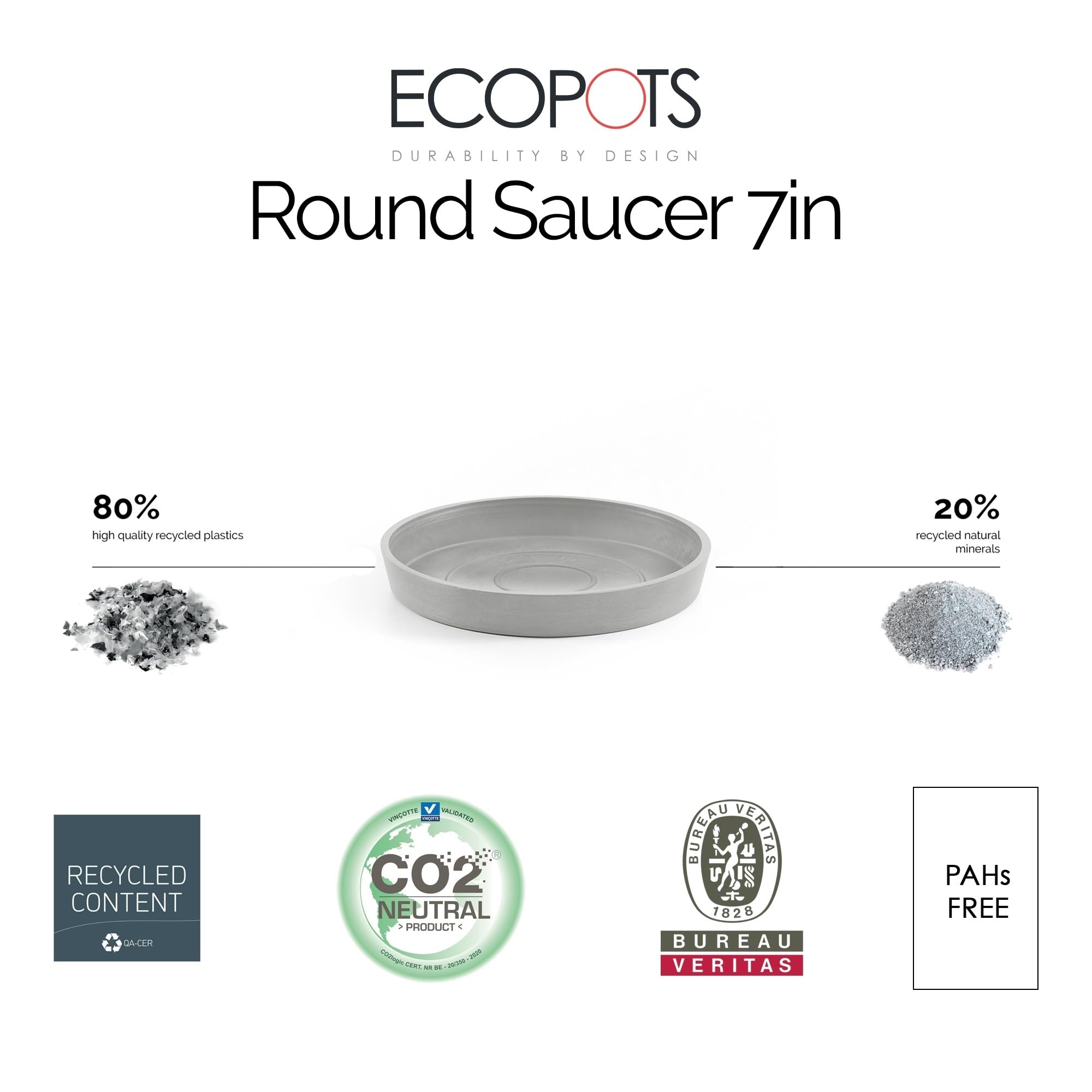 Small Round Saucer - 11.5 in x 11.5 in x 1.3 in - White Grey - White Grey,11.5 in x 11.5 in x 1.25 in