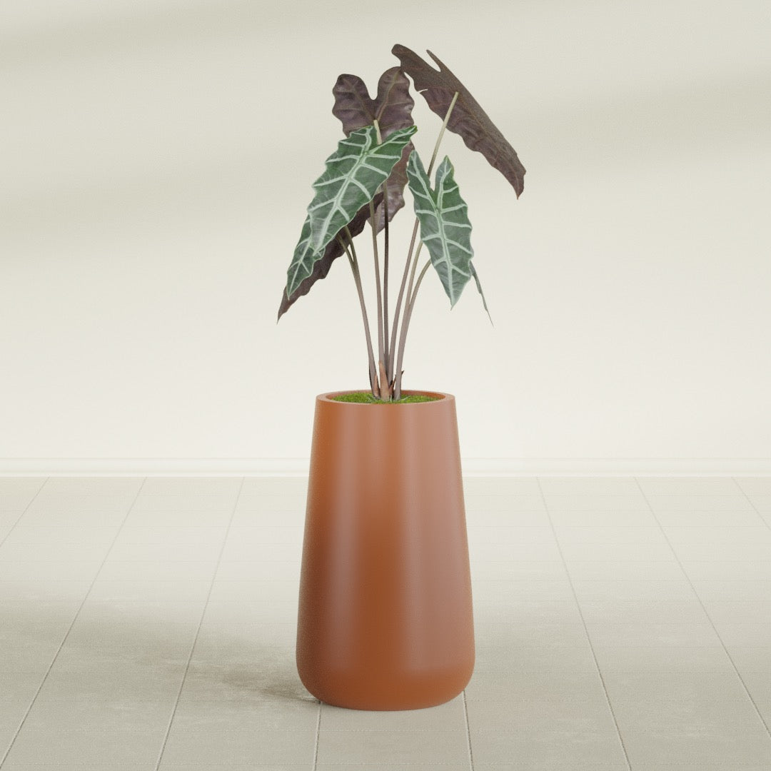 Saigon Large Tapered Round Planter - 14 in x 14 in x 30 in - Matte Terracotta - Matte Terracotta,13.7 in x 13.7 in 30 in