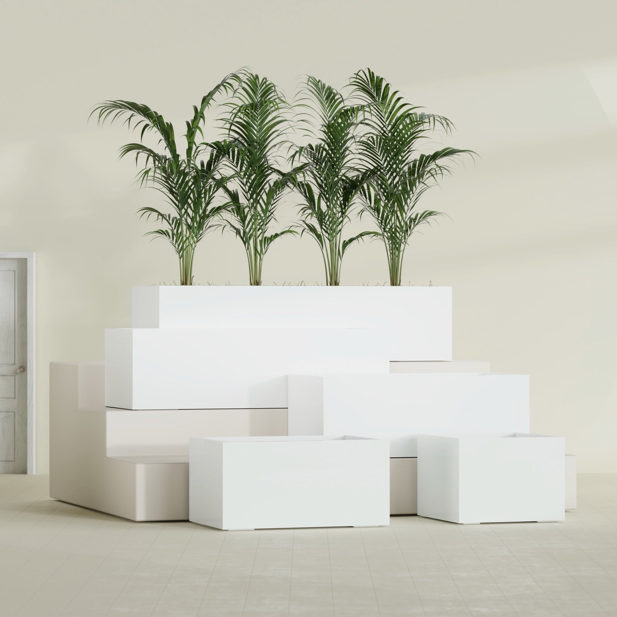 Torino Large Wide Rectangle Fiberglass Planter - 36 in x 24 in x 18 in - Gloss White - Gloss White,36 in x 24 in x 18 in
