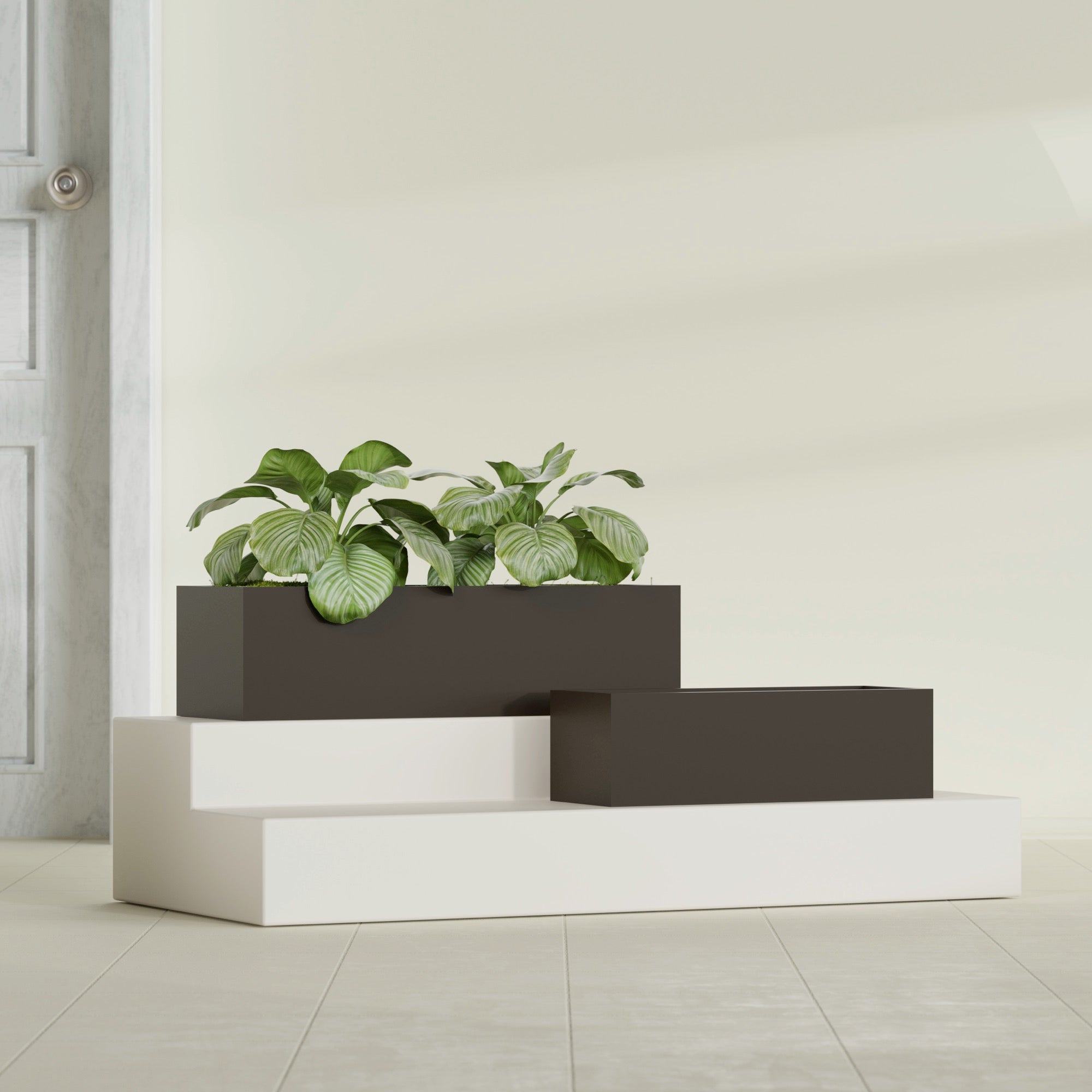 Reade Small Tabletop Rectangle Fiberglass Planter - 18 in x 6.5 in x 5 in - Matte Brown - Matte Brown,18.5 in x 6.5 in x 5 in