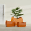 Seoul Extra Large Curved Abstract Fiberglass Planter - 48 in x 20 in x 36 in - Gloss Tangerine - Gloss Tangerine,48 in x 20 in x 36 in