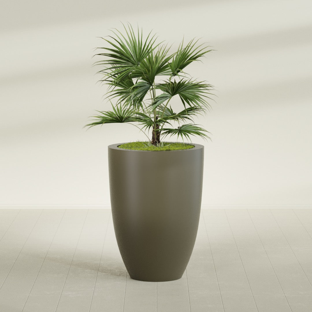 Brannan Large Round Fiberglass Planter - 30 in x 30 in x 41 in - Matte Bronze - Matte Bronze,30 in x 30 in x 41 in
