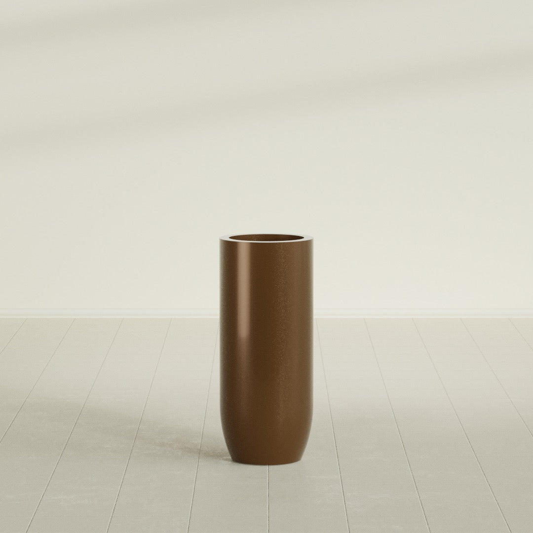 Saint Tropez Large Tall Round Fiberglass Planter - 16 in x 16 in x 38 in - Metallic Bronze - Metallic Bronze,16 in x 16 in x 38 in