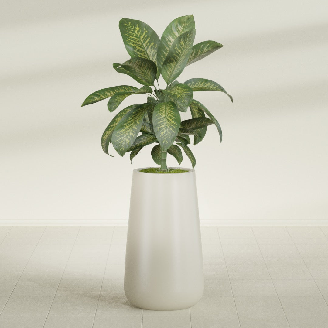 Saigon Extra Large Tapered Round Planter - 19 in x 24 in x 42 in - Satin Beige - Satin Beige,19.2 in x 24.2 in x 42 in