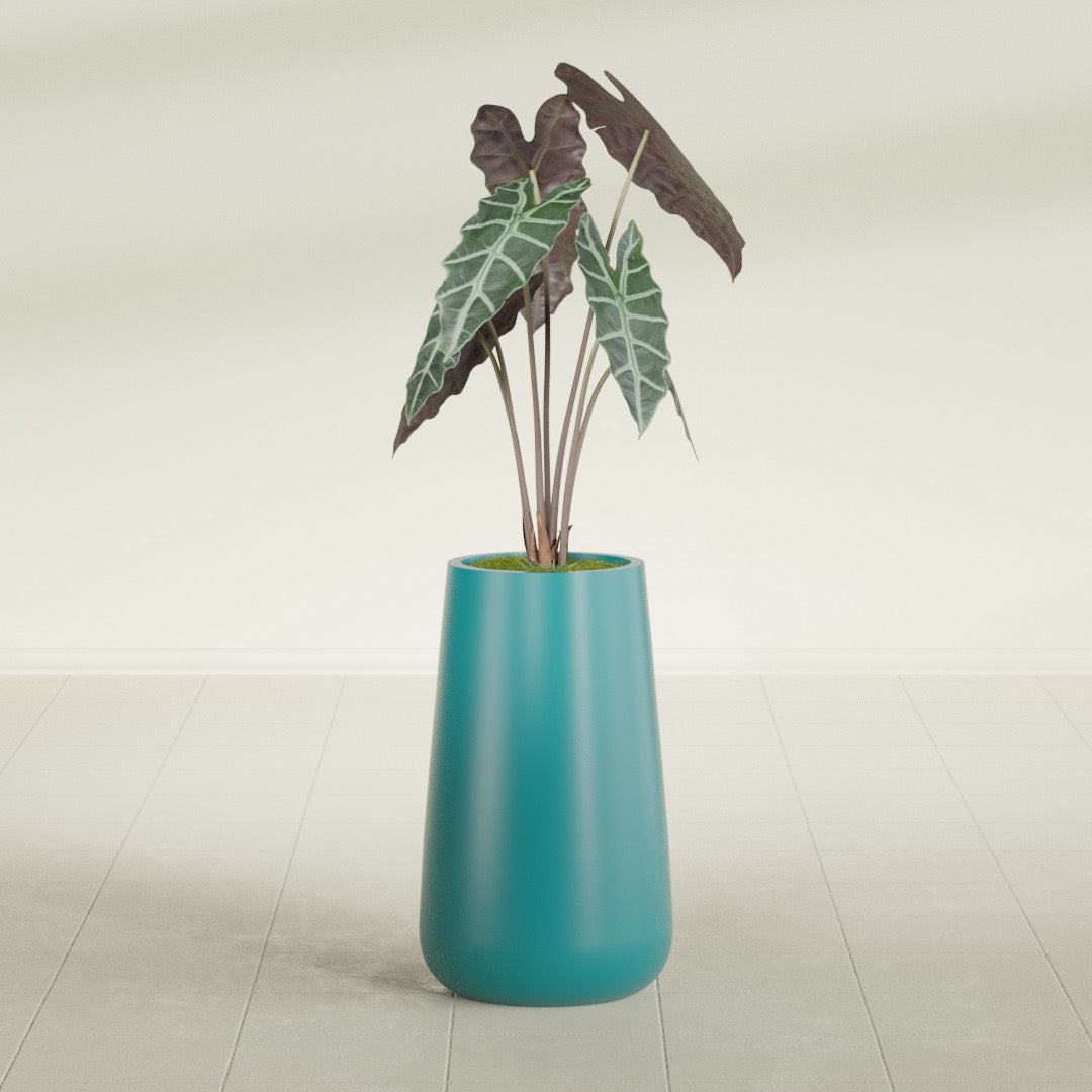 Saigon Large Tapered Round Planter - 14 in x 14 in x 30 in - Satin Sea Foam - Satin Sea Foam,13.7 in x 13.7 in 30 in