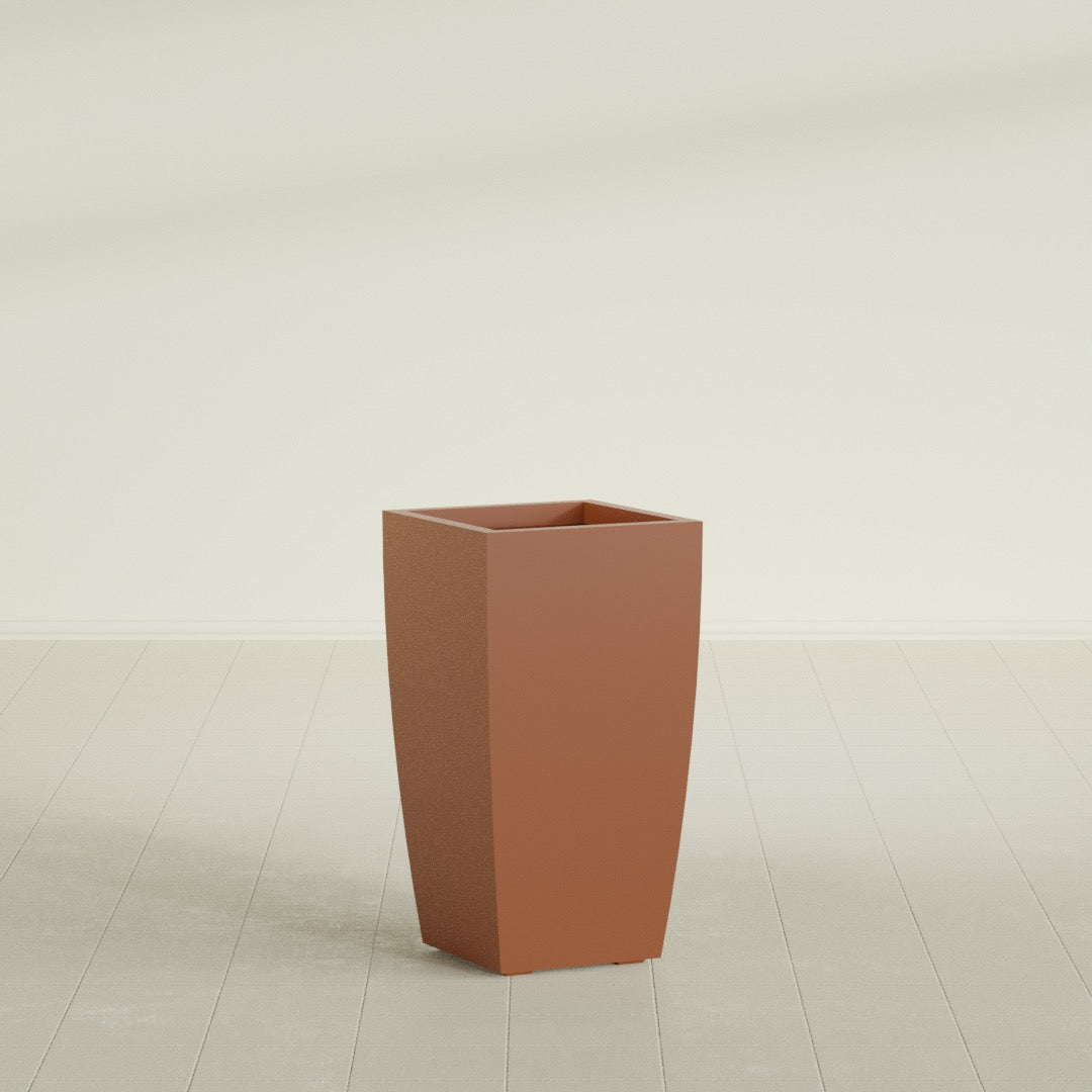 Toulan Large Tall Tapered Square Fiberglass Planter - 16 in x 16 in x 30 in - Matte Terracotta - Matte Terracotta,16 in x 16 in x 30 in