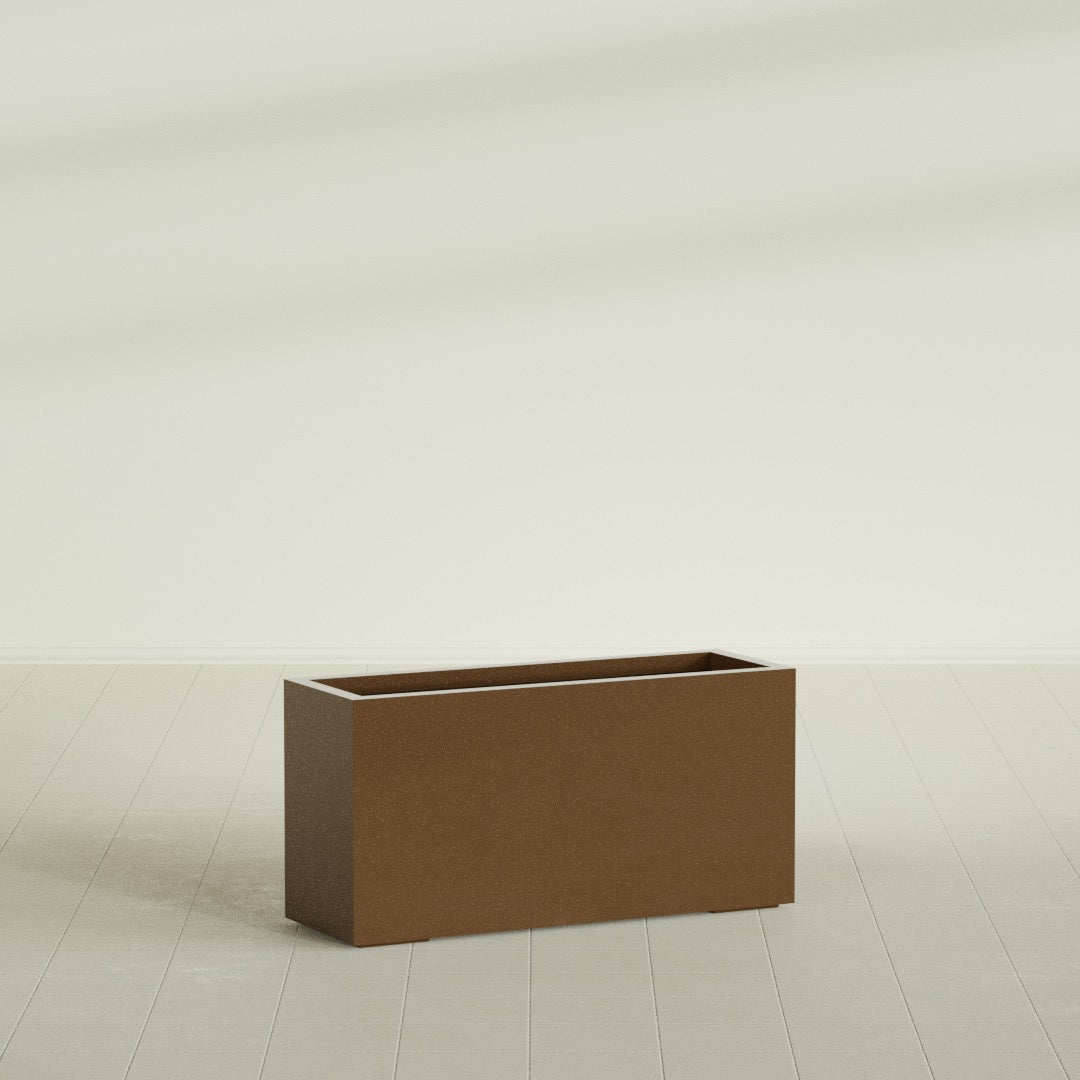 Miami Large Narrow Rectangle Fiberglass Planter - 36 in x 12 in x 18 in - Metallic Bronze - Metallic Bronze,36 in x 12 in x 18 in