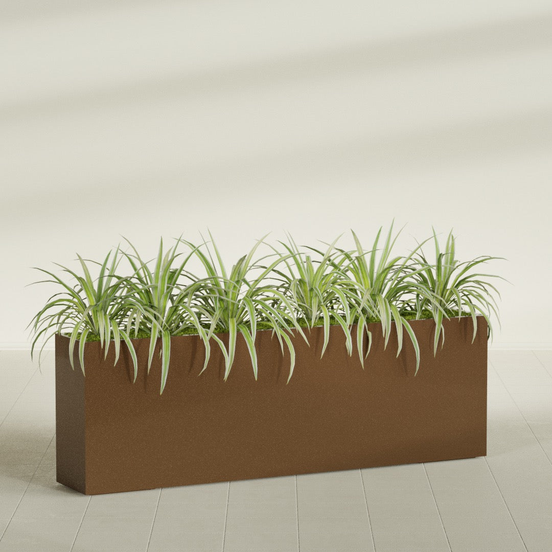 Hollywood Extra Large Narrow Rectangle Fiberglass Planter - 72 in x 12 in x 24 in - Metallic Bronze - Metallic Bronze,72 in x 12 in x 24 in