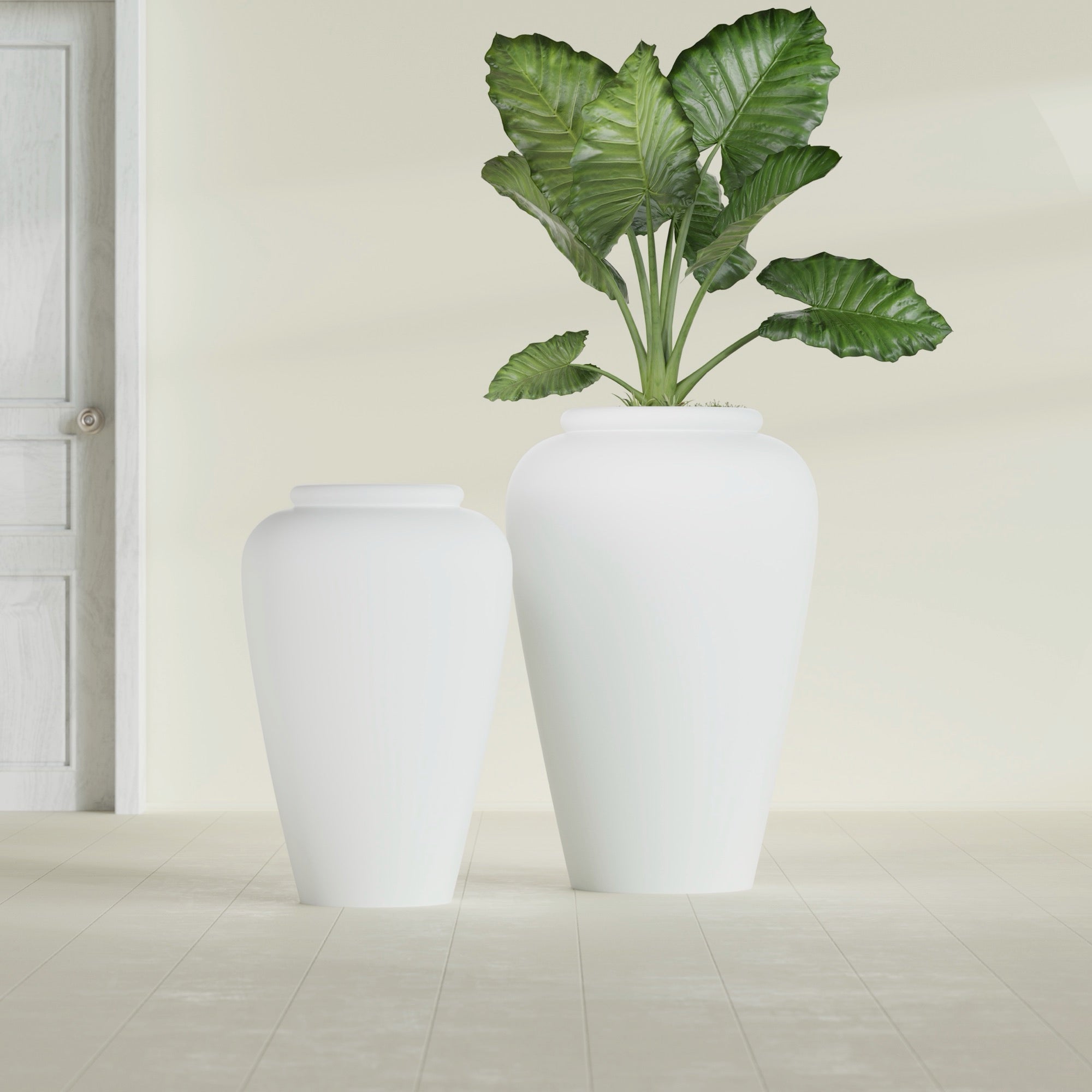 Bara Jar Large Round Fiberglass Planter - 20 in x 20 in x 31 in - Matte White - Matte White,20 in x 20 in x 32 in