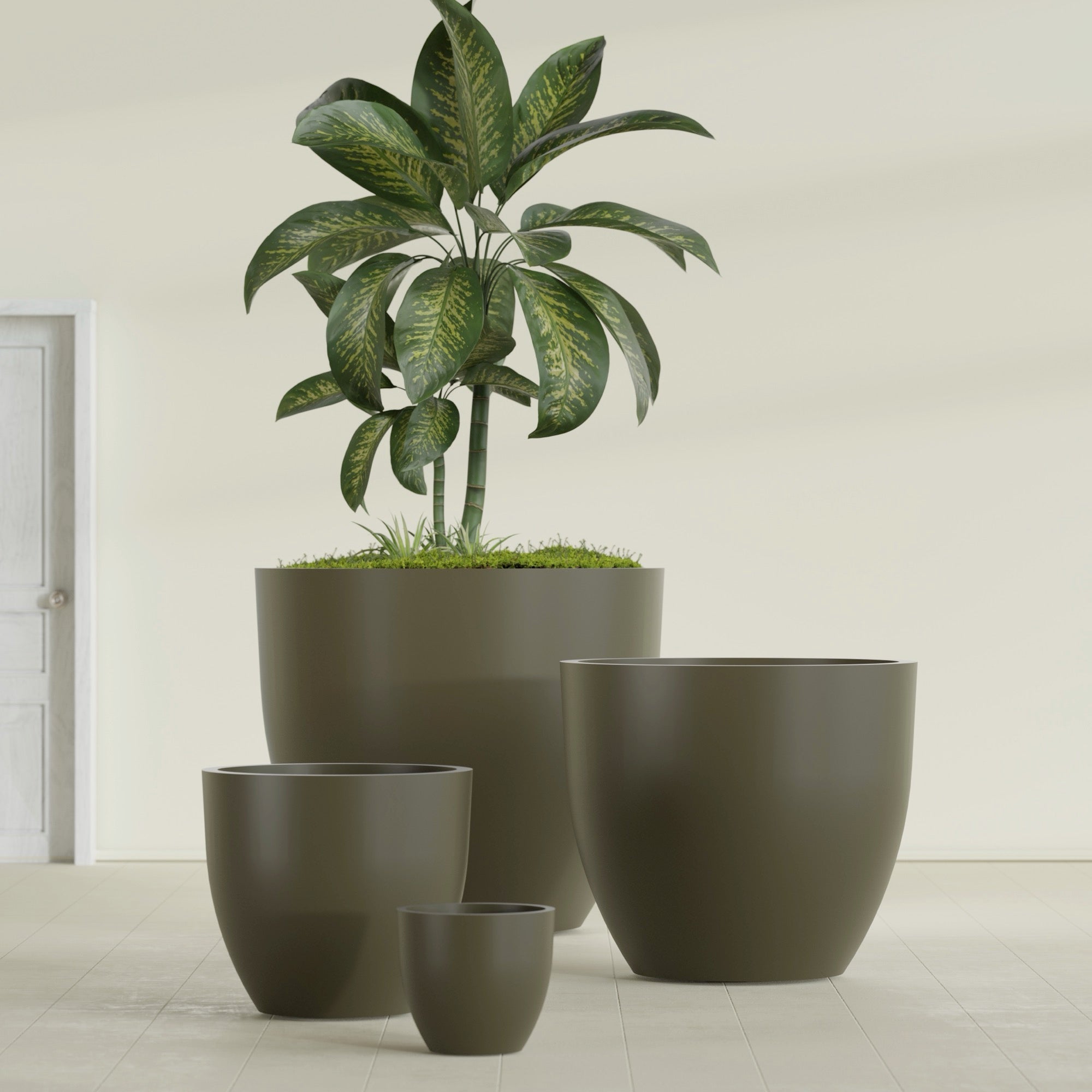 Wannsee Extra Large Round Fiberglass Planter - 50 in x 50 in x 44 in - Matte Bronze - Matte Bronze,50 in x 50 in x 44 in