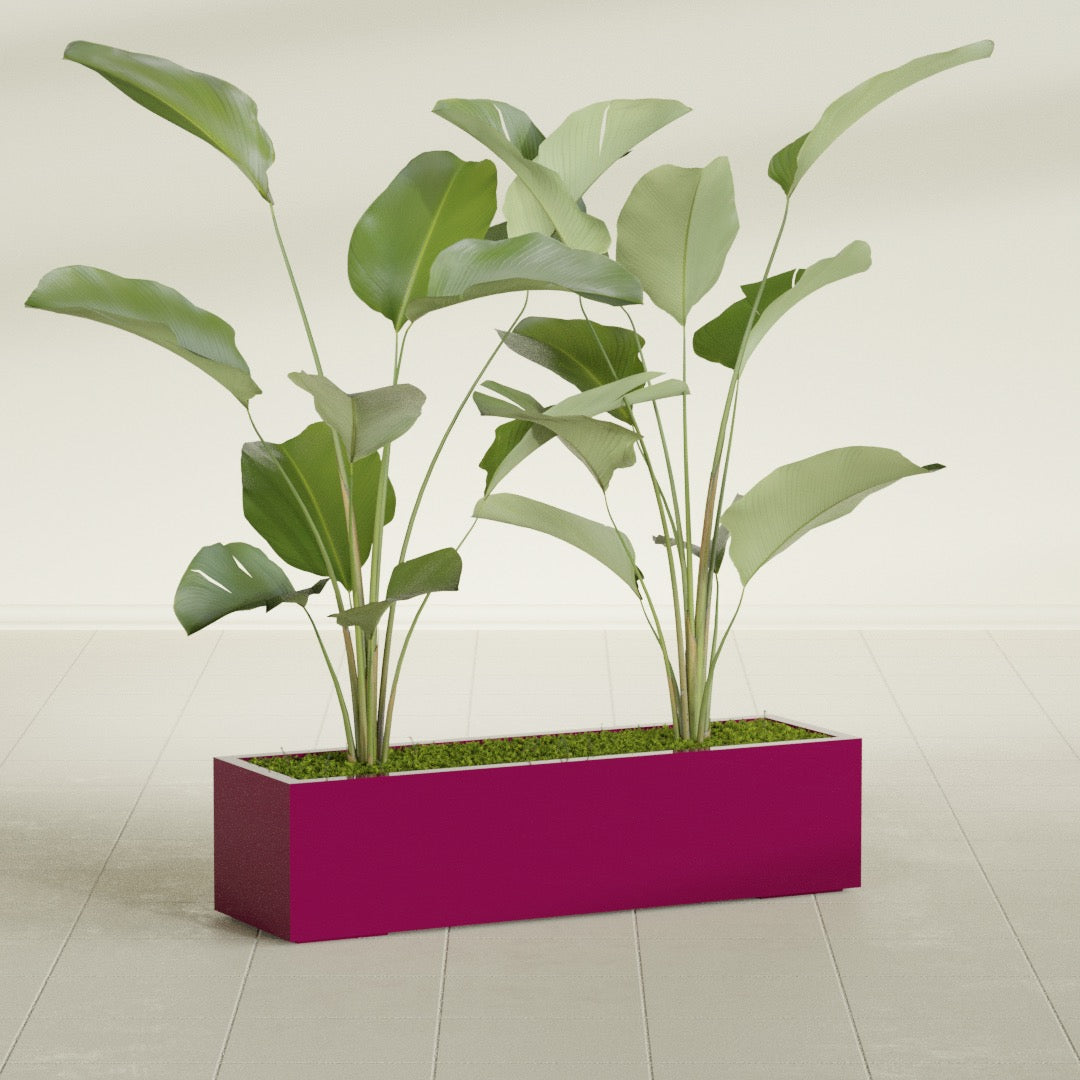 Cuba Large Long Rectangle Fiberglass Planter - 48 in x 14 in x 12 in - Gloss Eggplant - Gloss Eggplant,48 in x 14 in x 12 in