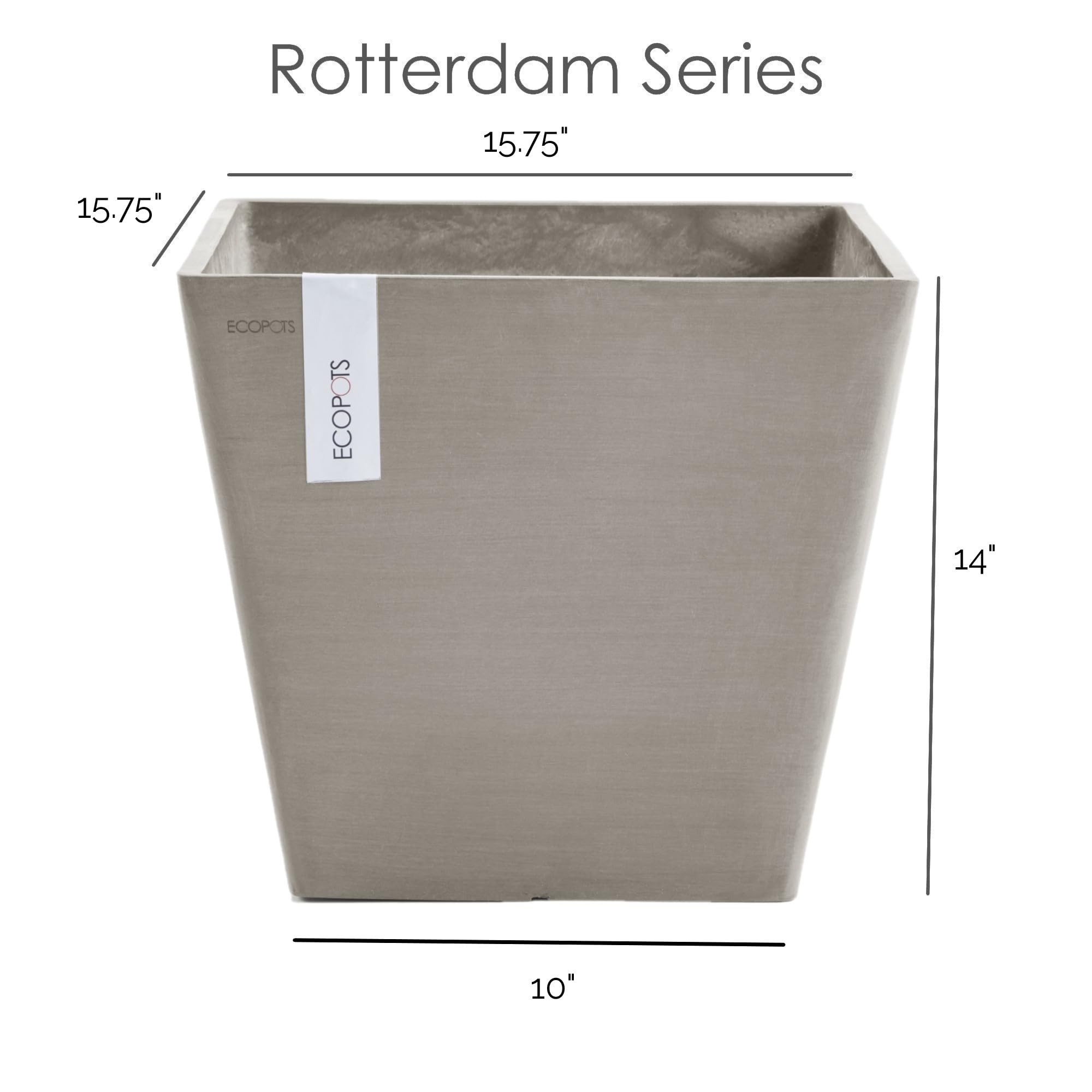 Rotterdam Small Square Planter - 15.75 in x 15.75 in x 13.75 in - Taupe - Taupe,15.75 in x 15.75 in x 13.75 in,Planter Only