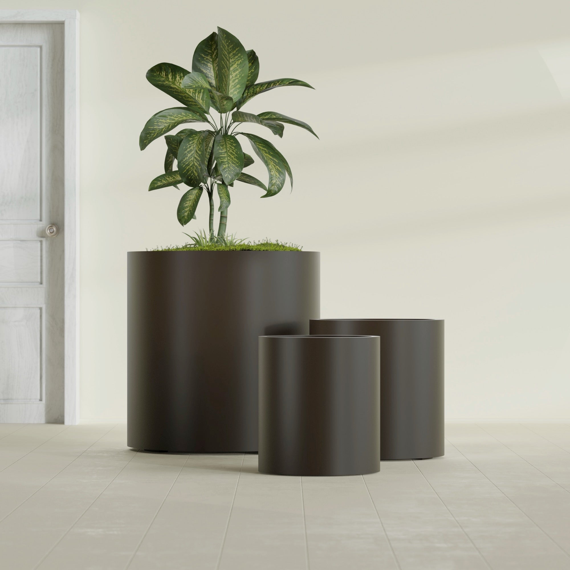 Rio Grande Medium Round Fiberglass Planter - 22 in x 22 in x 22 in - Matte Brown - Matte Brown,22 in x 22 in x 22 in