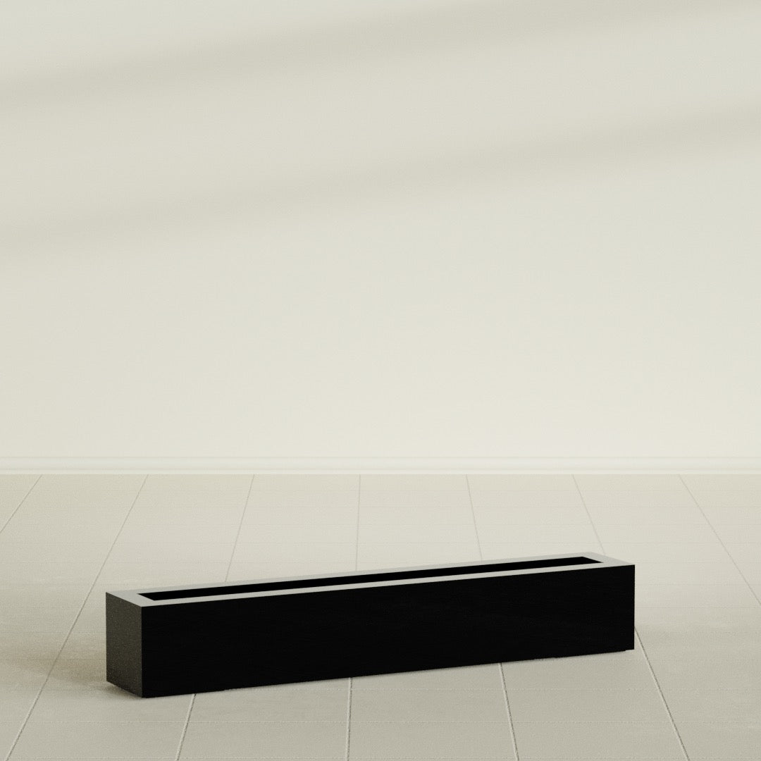 Salon Large Tall Rectangle Fiberglass Planter - 48 in x 8 in x 8 in - Gloss Black - Gloss Black,48 in x 8 in x 8 in