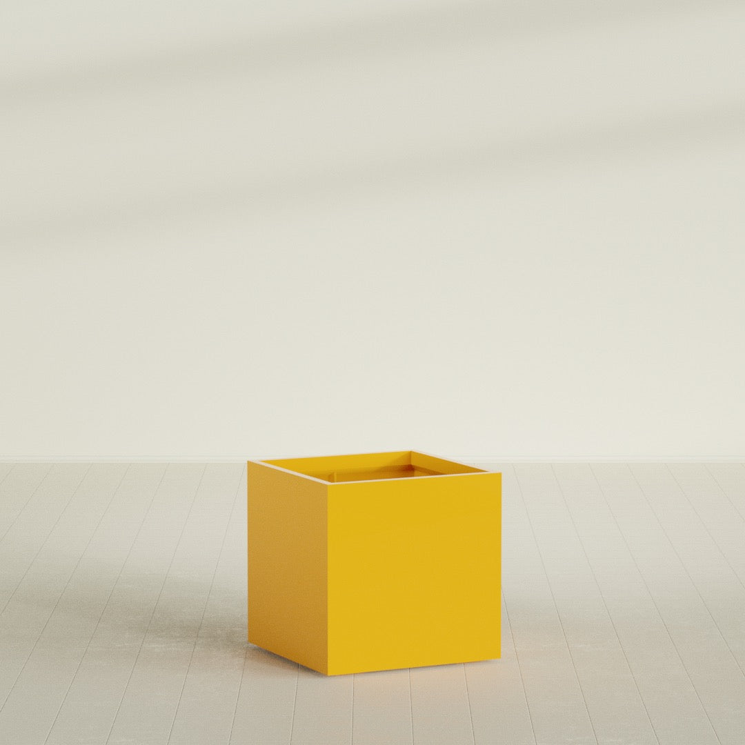 Montroy Large Cube Square Fiberglass Planter - 32 in x 32 in x 32 in - Gloss Saffron - Gloss Saffron,32 in x 32 in x 32 in