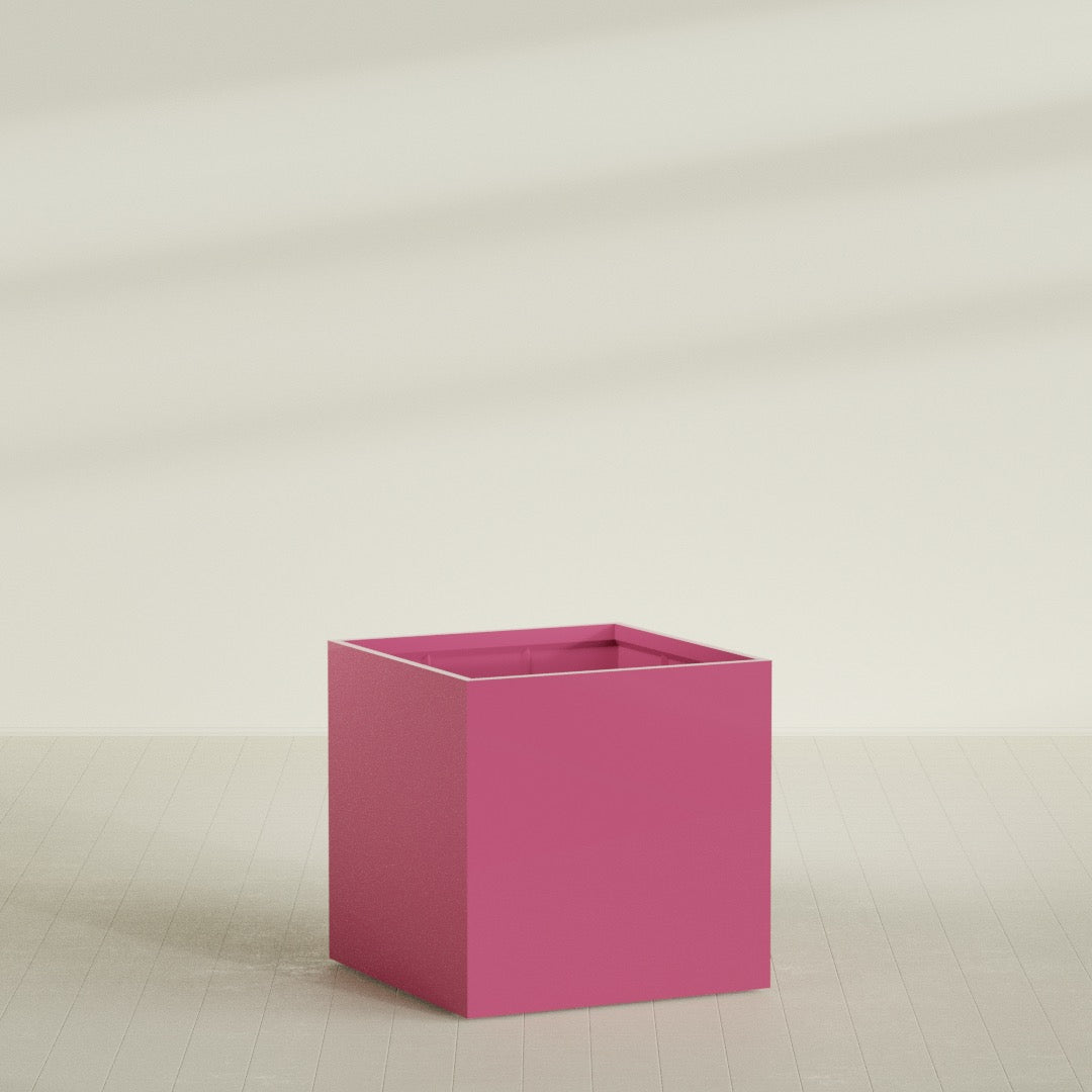 Montroy Extra Large Cube Square Fiberglass Planter - 48 in x 48 in x 48 in - Gloss Pink Violet - Gloss Pink Violet,48 in x 48 in x 48 in