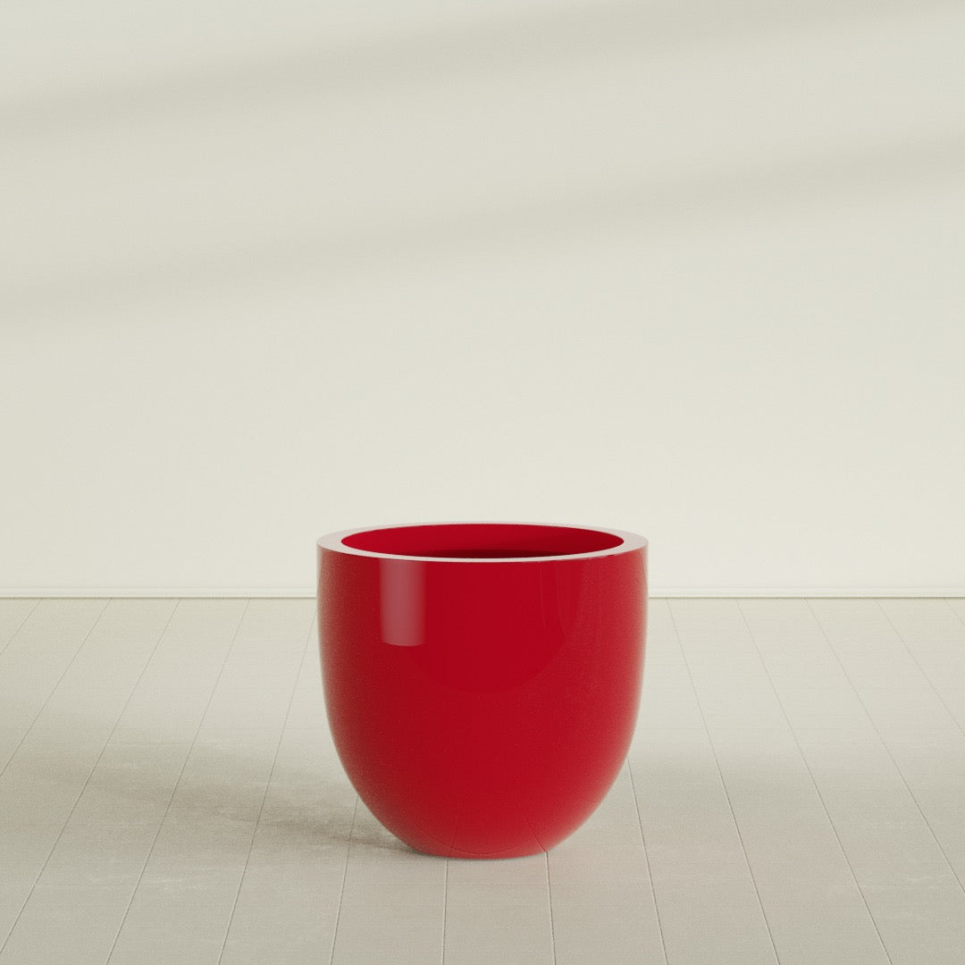 Alzira Large Round Fiberglass Planter - 30 in x 30 in x 28 in - Gloss Red - Gloss Red,30 in x 30 in x 28 in