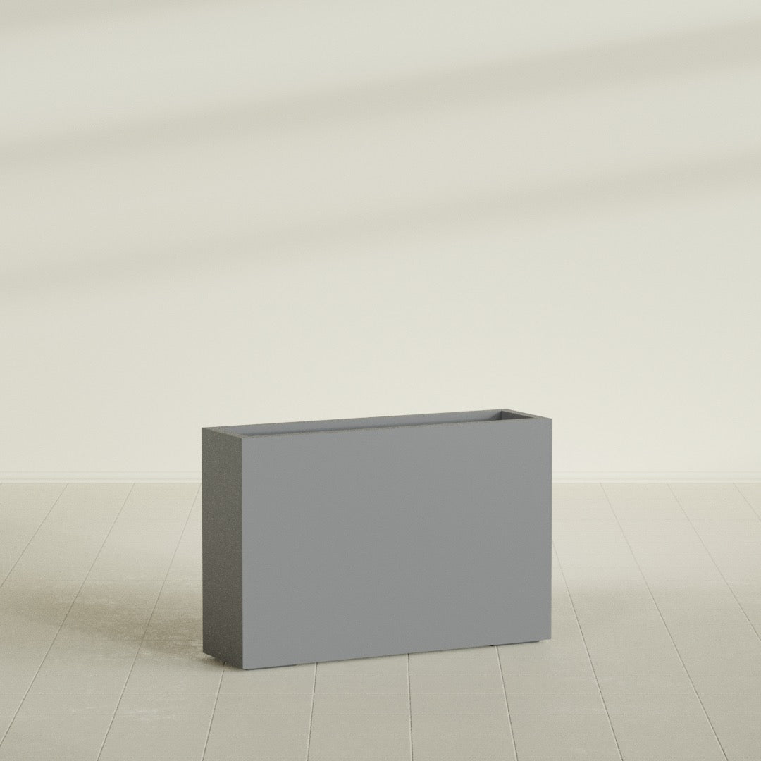 Milano Large Narrow Rectangle Fiberglass Planter - 36 in x 10 in x 24 in - Metallic Gunmetal - Metallic Gunmetal,36 in x 10 in x 24 in