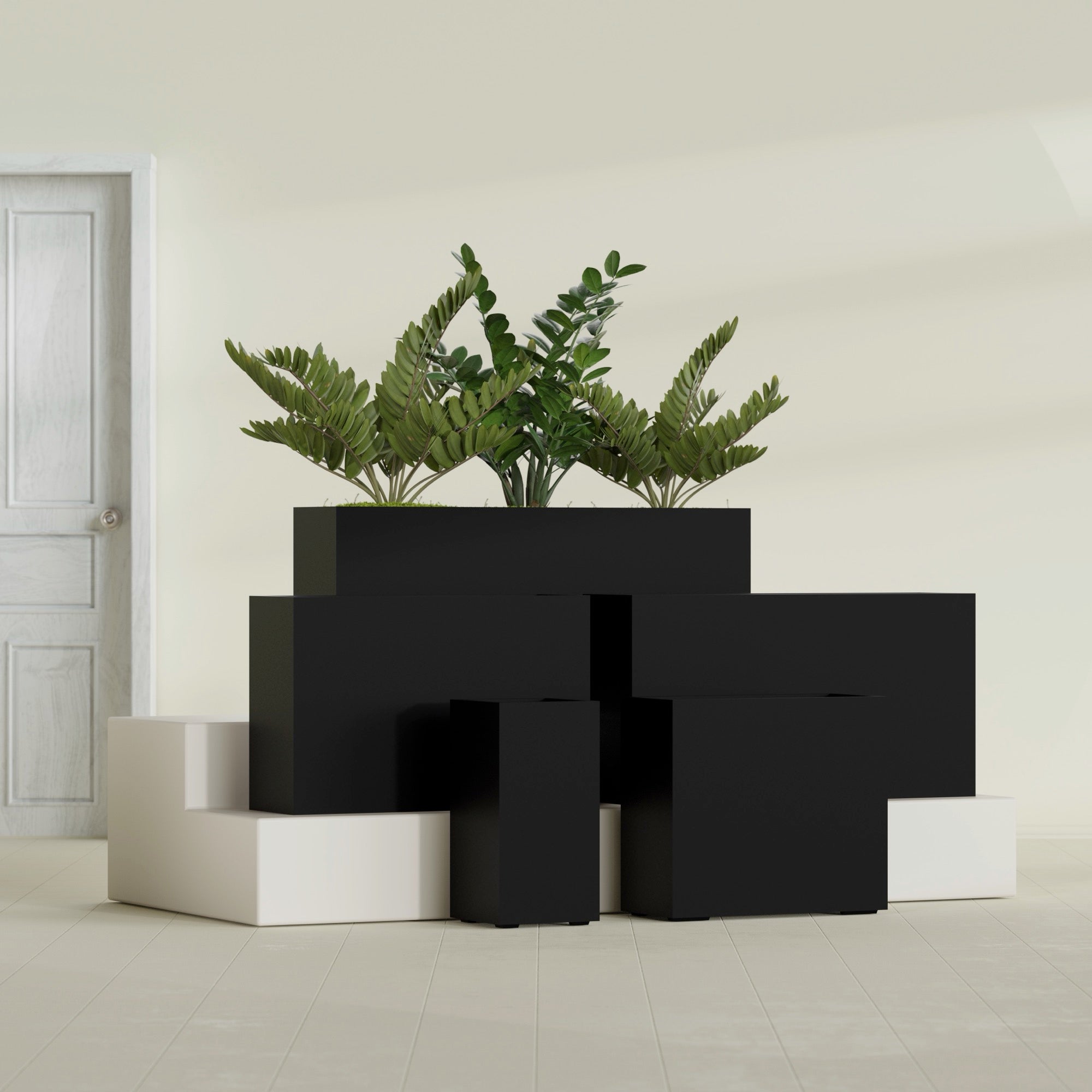 Potsdam Large Rectangle Fiberglass Planter - 36 in x 16 in x 32 in - Matte Black - Matte Black,36 in x 16 in x 32 in