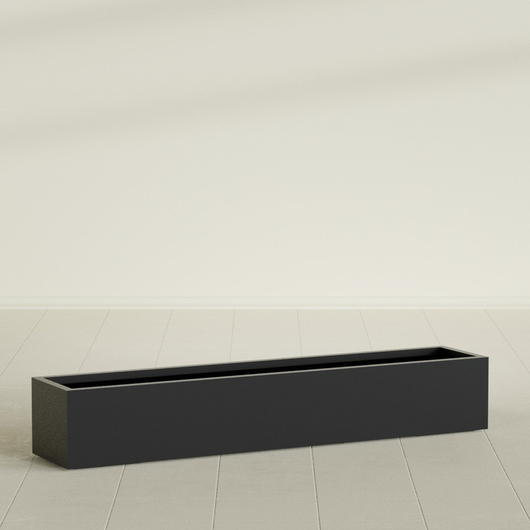 Cuba Extra Large Long Rectangle Fiberglass Planter - 72 in x 14 in x 12 in - Matte Black - Matte Black,72 in x 14 in x 12 in