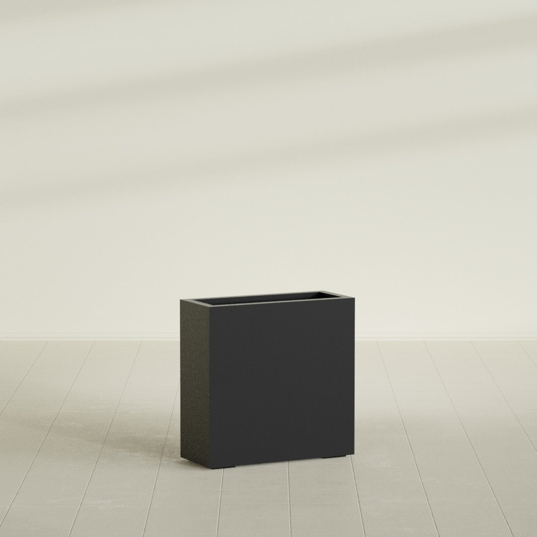 Milano Medium Narrow Rectangle Fiberglass Planter - 24 in x 10 in x 24 in - Matte Black - Matte Black,24 in x 10 in x 24 in