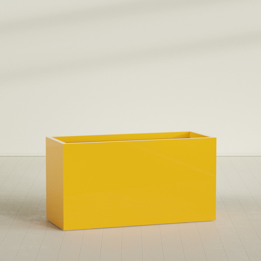 Brisbane Extra Large Long Rectangle Fiberglass Planter - 60 in x 24 in x 32 in - Gloss Saffron - Gloss Saffron,60 in x 24 in x 32 in