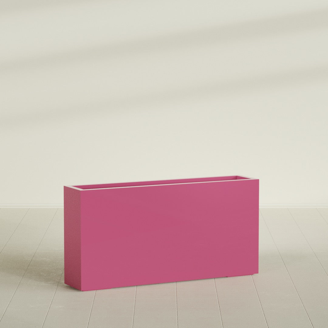 Milano Extra Large Narrow Rectangle Fiberglass Planter - 48 in x 10 in x 24 in - Gloss Pink Violet - Gloss Pink Violet,48 in x 10 in x 24 in