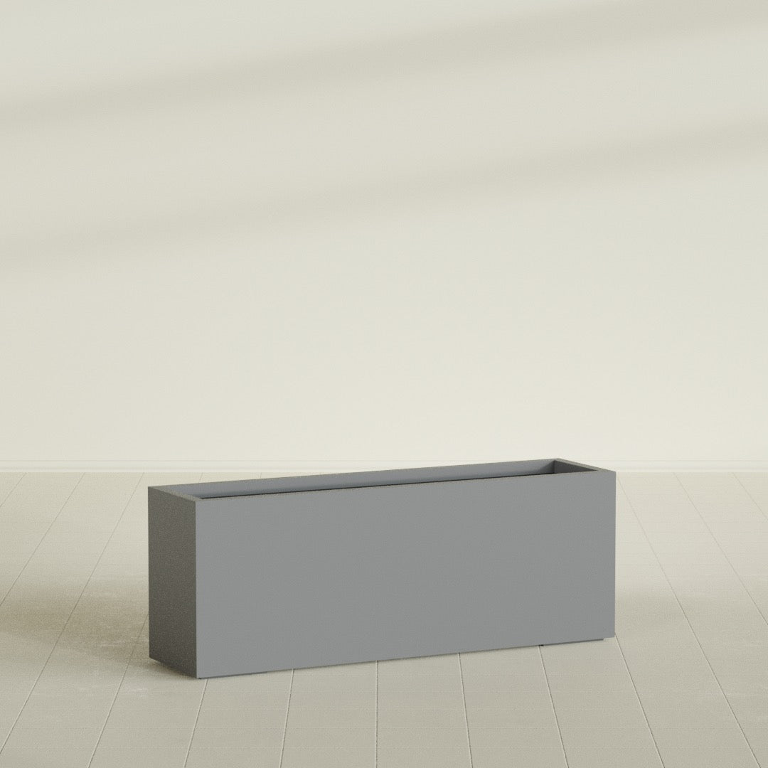Miami Extra Large Narrow Rectangle Fiberglass Planter - 48 in x 12 in x 18 in - Metallic Gunmetal - Metallic Gunmetal,48 in x 12 in x 18 in