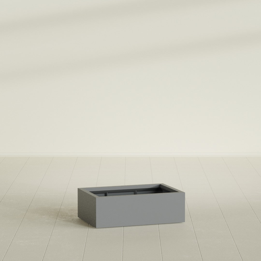 Antwerp Large Long Rectangle Fiberglass Planter - 36 in x 24 in x 12 in - Metallic Gunmetal - Metallic Gunmetal,36 in x 24 in x 12 in