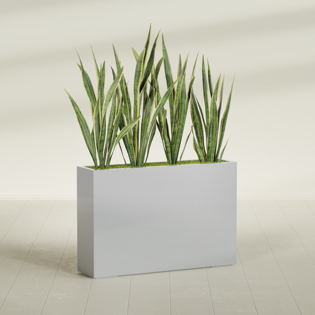 Delray Extra Large Long Rectangle Fiberglass Planter - 48 in x 12 in x 32 in - Metallic Silver - Metallic Silver,48 in x 12 in x 32 in