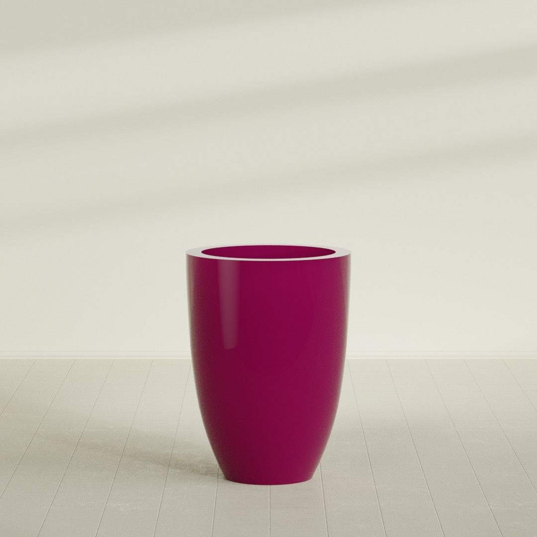 Brannan Large Round Fiberglass Planter - 30 in x 30 in x 41 in - Gloss Eggplant - Gloss Eggplant,30 in x 30 in x 41 in