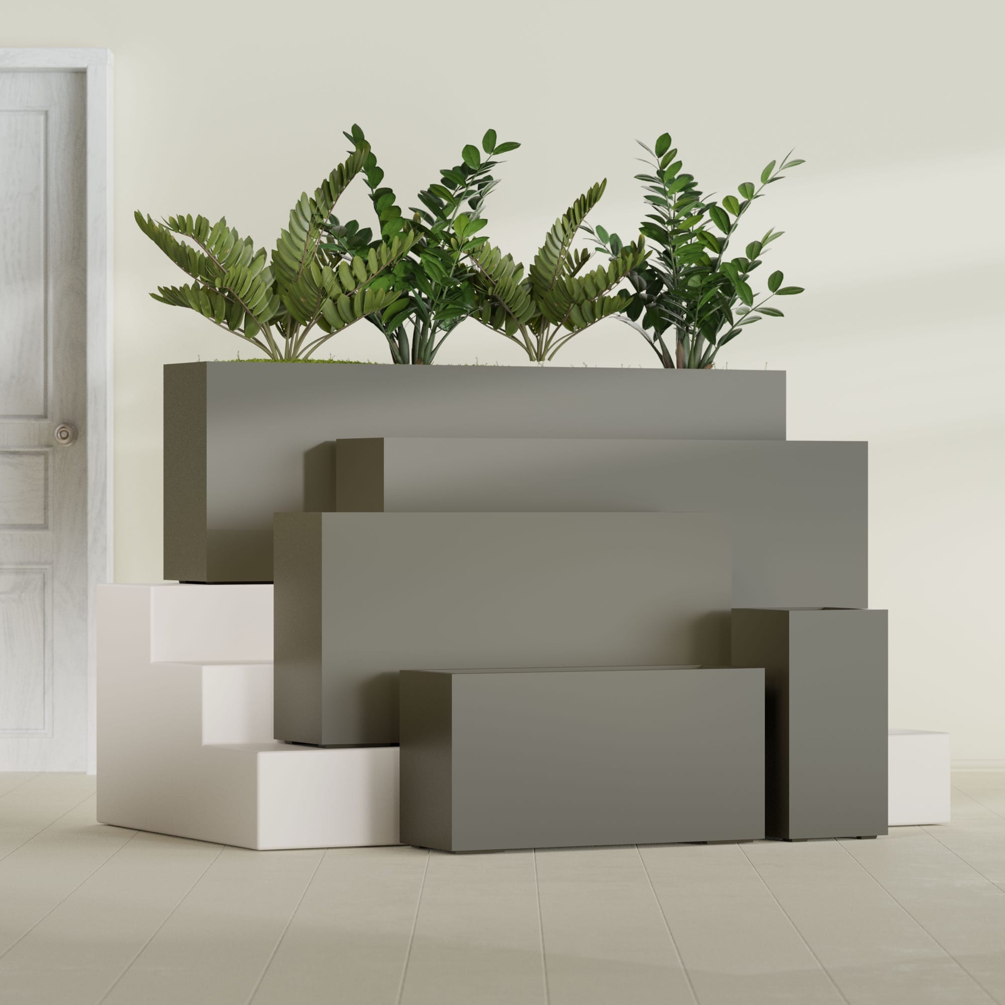 Hollywood Extra Large Narrow Rectangle Fiberglass Planter - 60 in x 12 in x 24 in - Matte Bronze - Matte Bronze,60 in x 12 in x 24 in