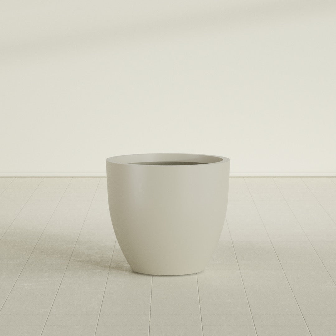 Wannsee Large Round Fiberglass Planter - 33 in x 33 in x 29 in - Satin Beige - Satin Beige,33 in x 33 in x 29 in