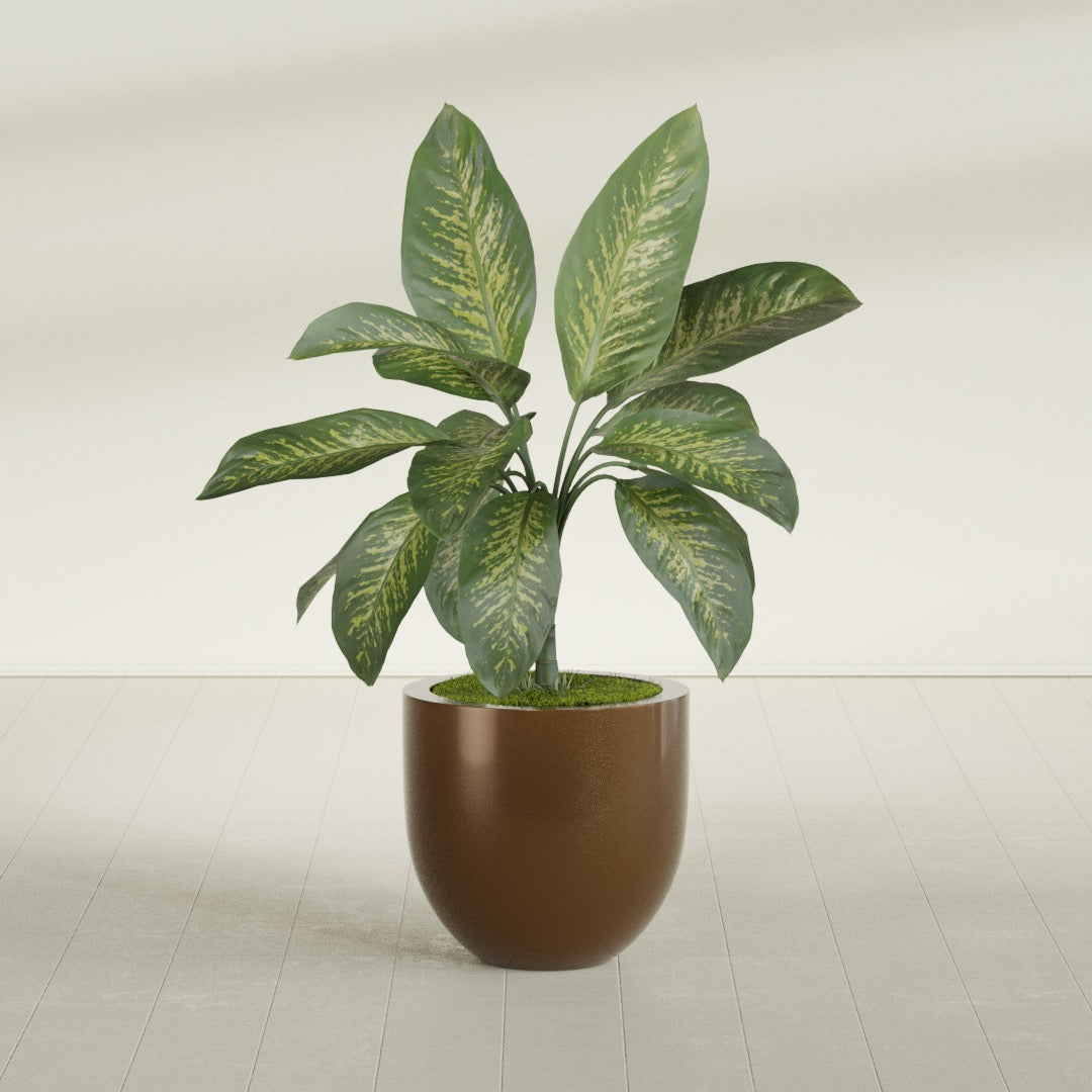 Alzira Medium Round Fiberglass Planter - 23 in x 23 in x 22 in - Metallic Bronze - Metallic Bronze,23 in x 23 in x 22 in