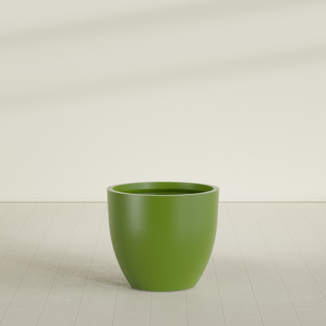 Wannsee Large Round Fiberglass Planter - 39 in x 39 in x 34 in - Satin Green - Satin Green,39 in x 39 in x 34 in