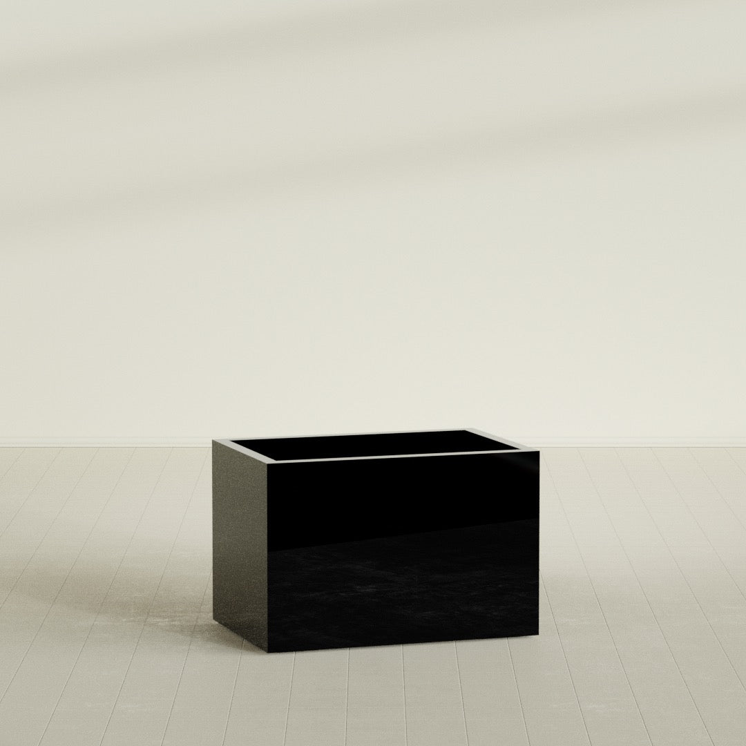 Granada Large Rectangle Fiberglass Planter - 36 in x 24 in x 24 in - Gloss Black - Gloss Black,36 in x 24 in x 24 in