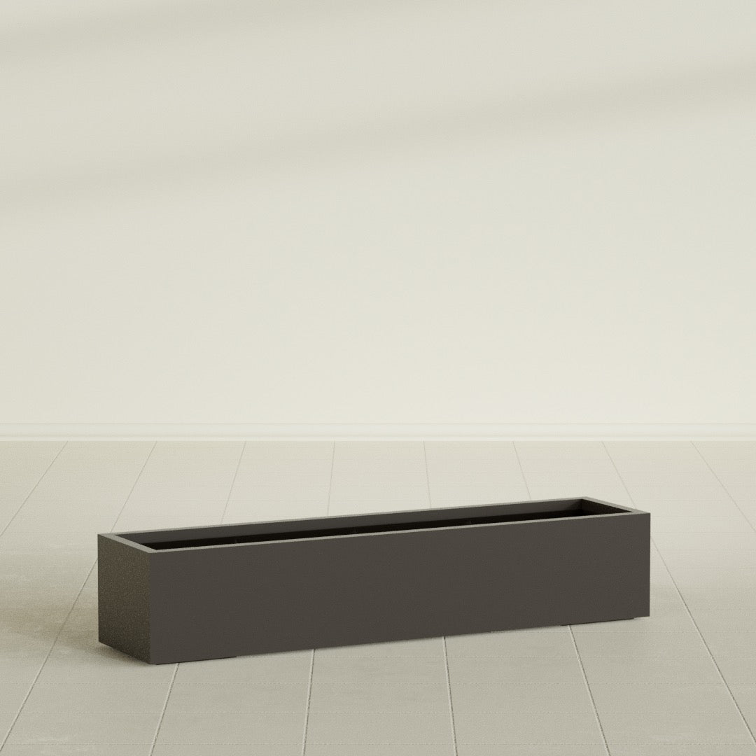 Cuba Extra Large Long Rectangle Fiberglass Planter - 60 in x 14 in x 12 in - Matte Brown - Matte Brown,60 in x 14 in x 12 in