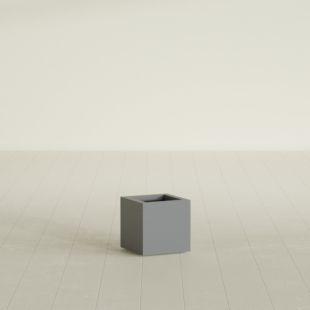 Montroy Small Cube Square Fiberglass Planter - 12 in x 12 in x 12 in - Metallic Gunmetal - Metallic Gunmetal,12 in x 12 in x 12 in