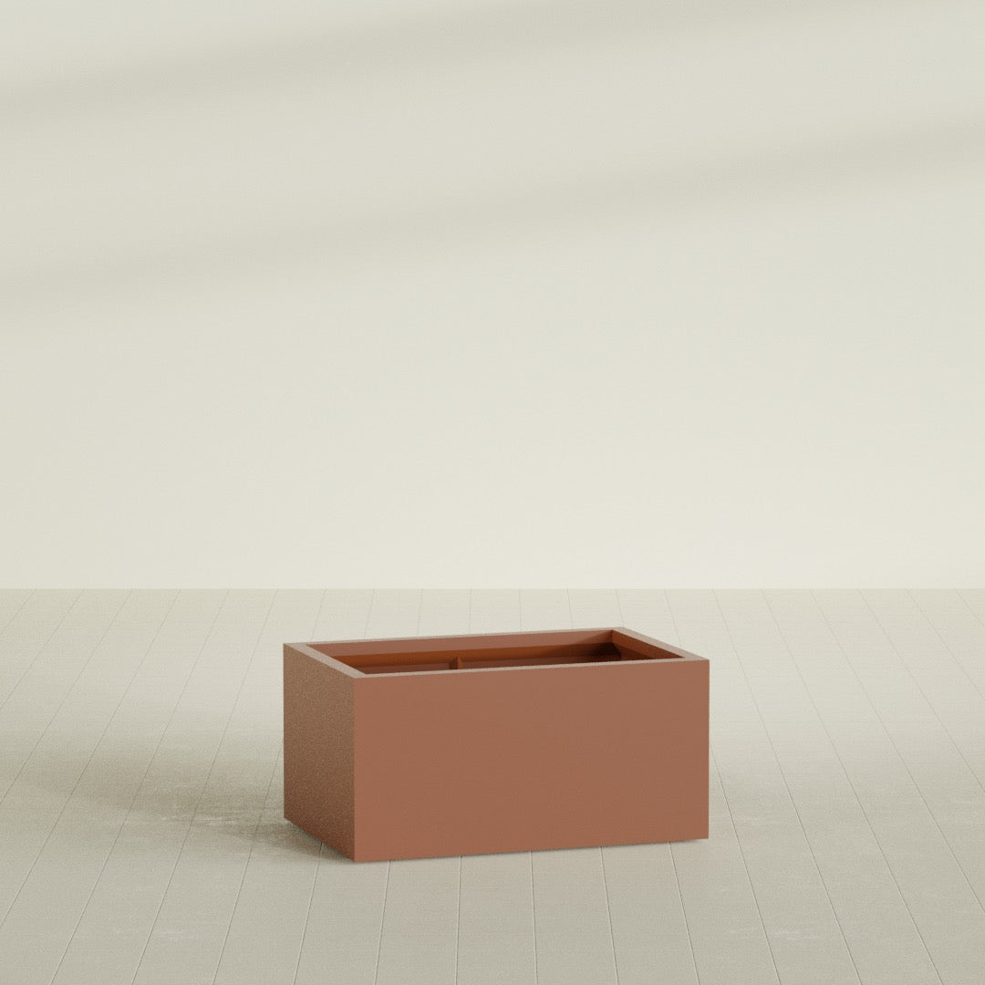 Torino Large Wide Rectangle Fiberglass Planter - 36 in x 24 in x 18 in - Matte Terracotta - Matte Terracotta,36 in x 24 in x 18 in