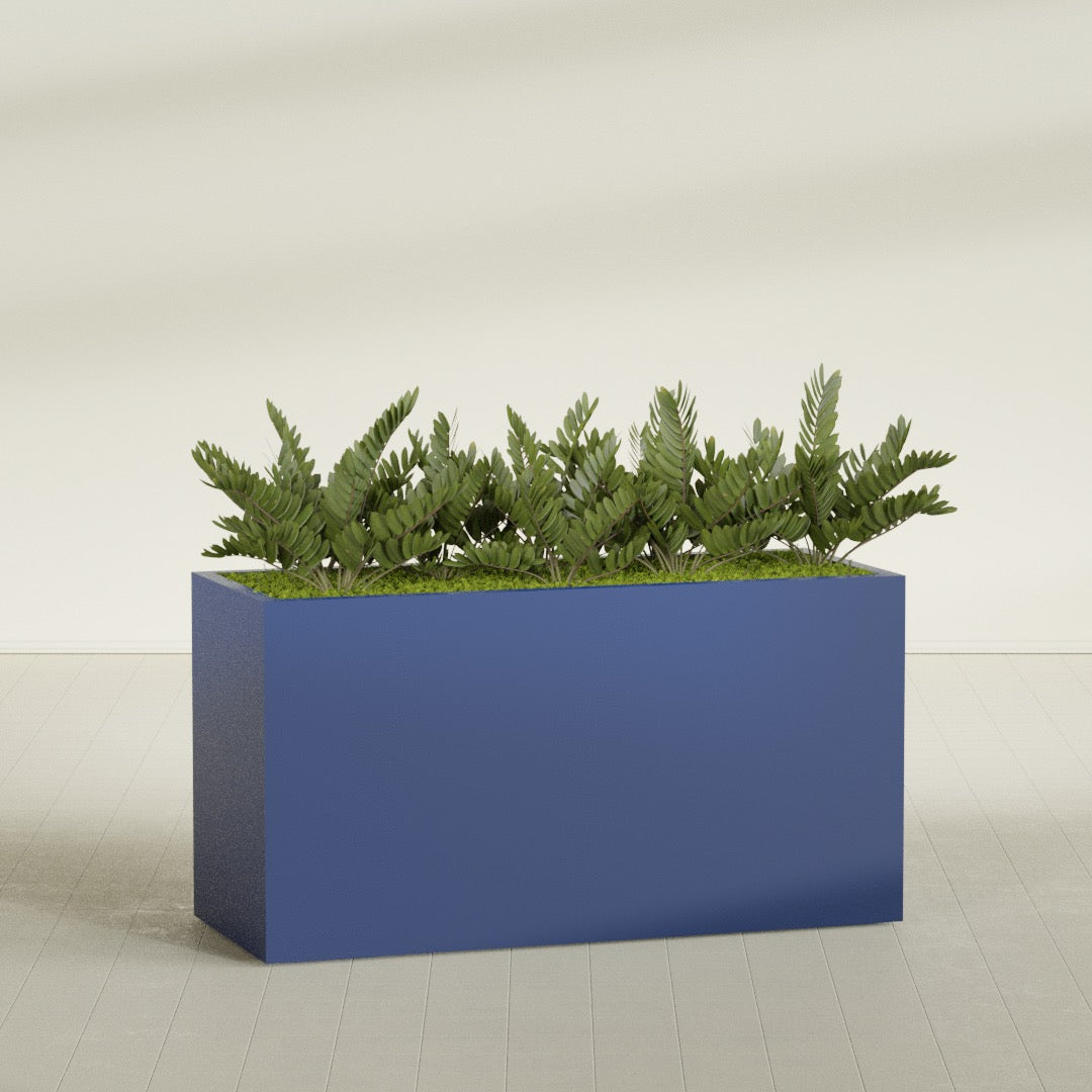 Brisbane Extra Large Long Rectangle Fiberglass Planter - 60 in x 24 in x 32 in - Matte Cobalt Blue - Matte Cobalt Blue,60 in x 24 in x 32 in