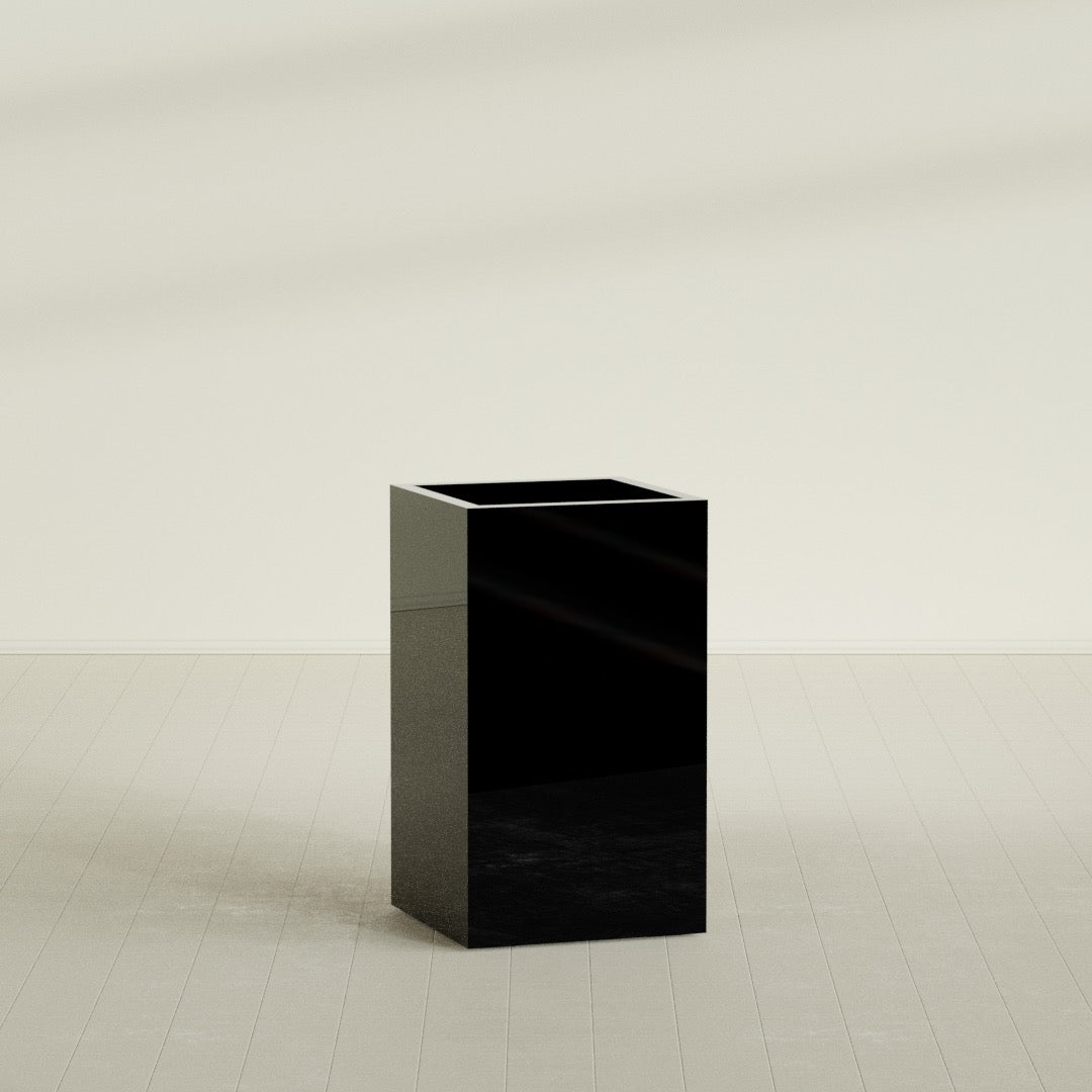 Darwin Large Tall Rectangle Fiberglass Planter - 24 in x 24 in x 42 in - Gloss Black - Gloss Black,24 in x 24 in x 42 in
