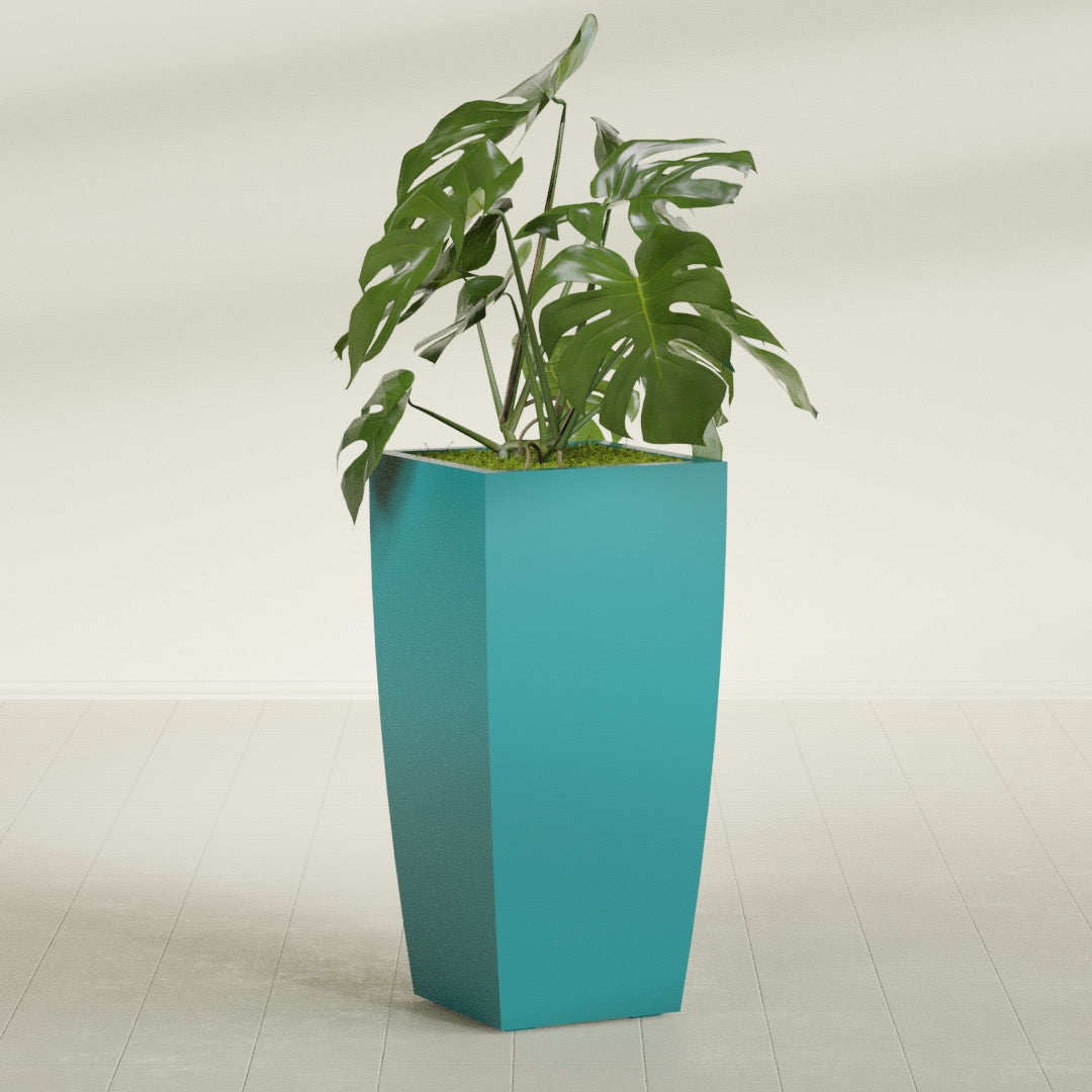 Toulan Large Tall Tapered Square Fiberglass Planter - 20 in x 20 in x 42 in - Satin Sea Foam - Satin Sea Foam,20 in x 20 in x 42 in
