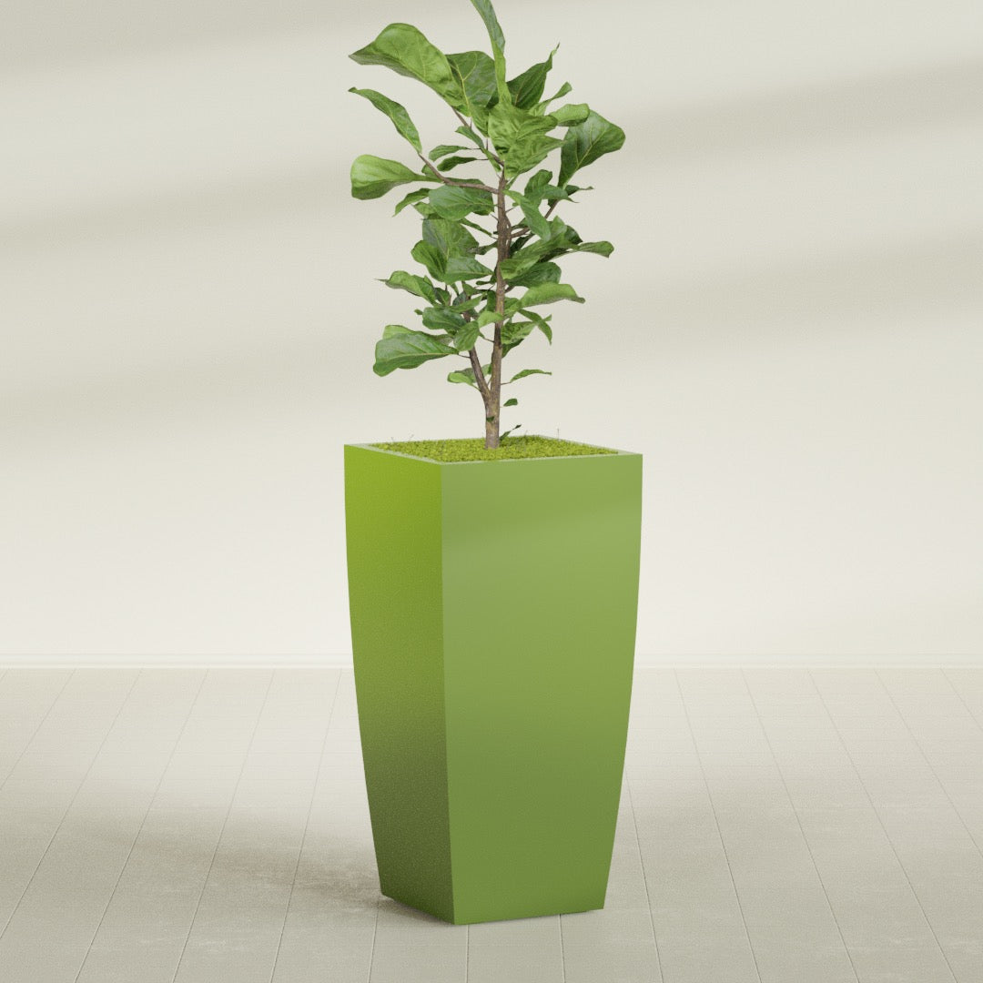 Toulan Extra Large Tall Tapered Square Fiberglass Planter - 23 in x 23 in x 48 in - Satin Green - Satin Green,23 in x 23 in x 48 in