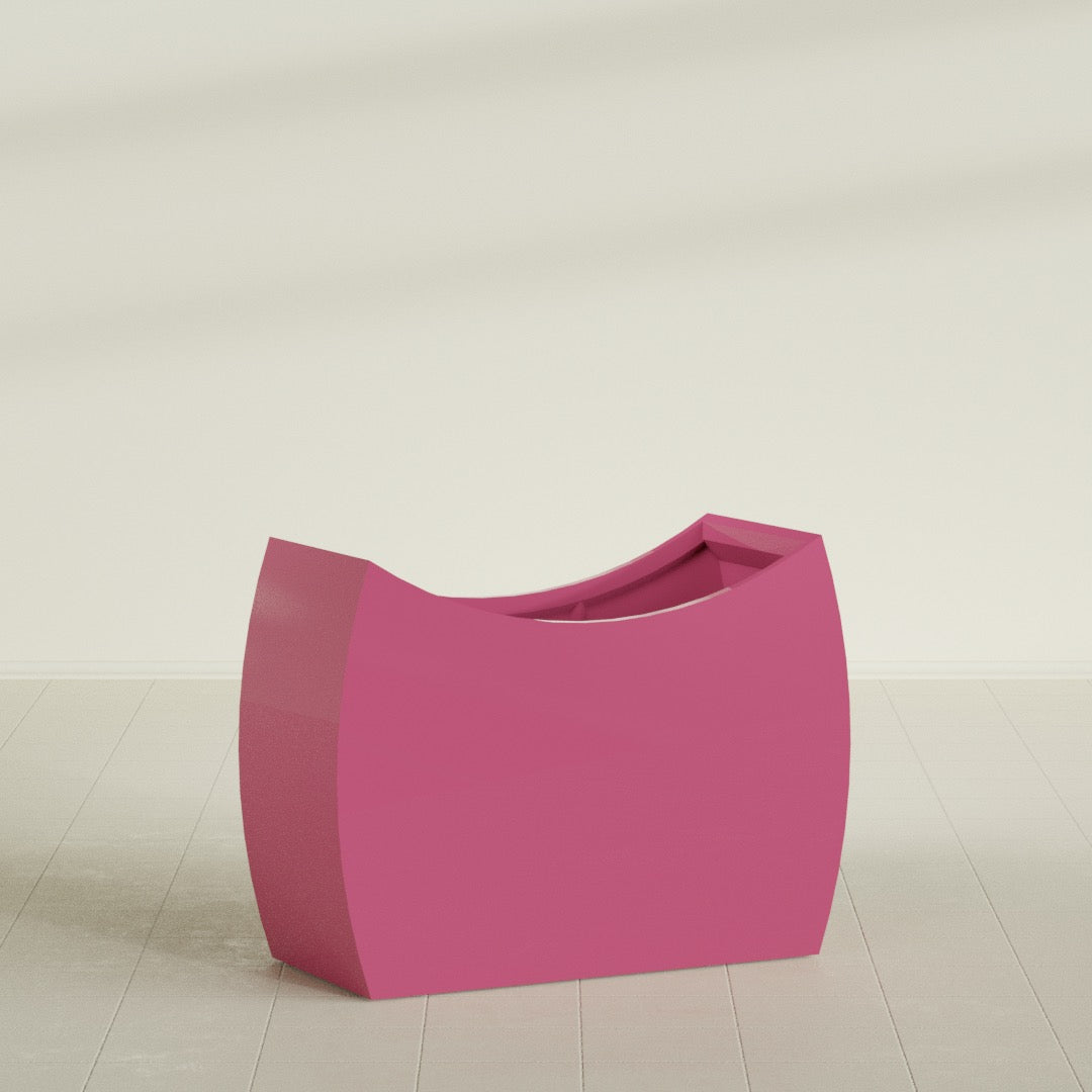 Seoul Extra Large Curved Abstract Fiberglass Planter - 48 in x 20 in x 36 in - Gloss Pink Violet - Gloss Pink Violet,48 in x 20 in x 36 in