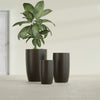 Lisbon Medium Round Fiberglass Planter - 14 in x 14 in x 25 in - Matte Brown - Matte Brown,14 in x 14 in x 25 in